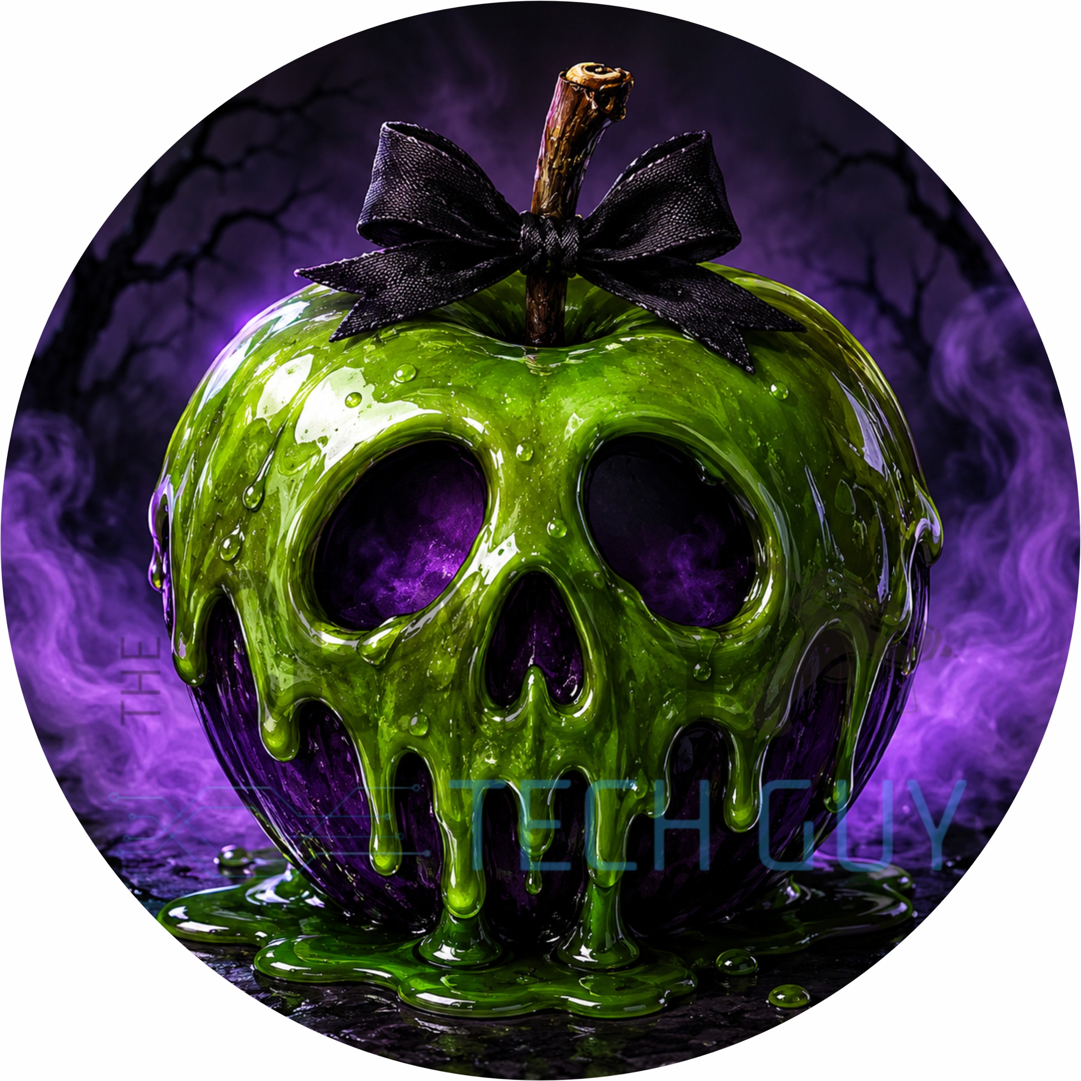 Green Poison Apple Halloween Round Wreath Sign