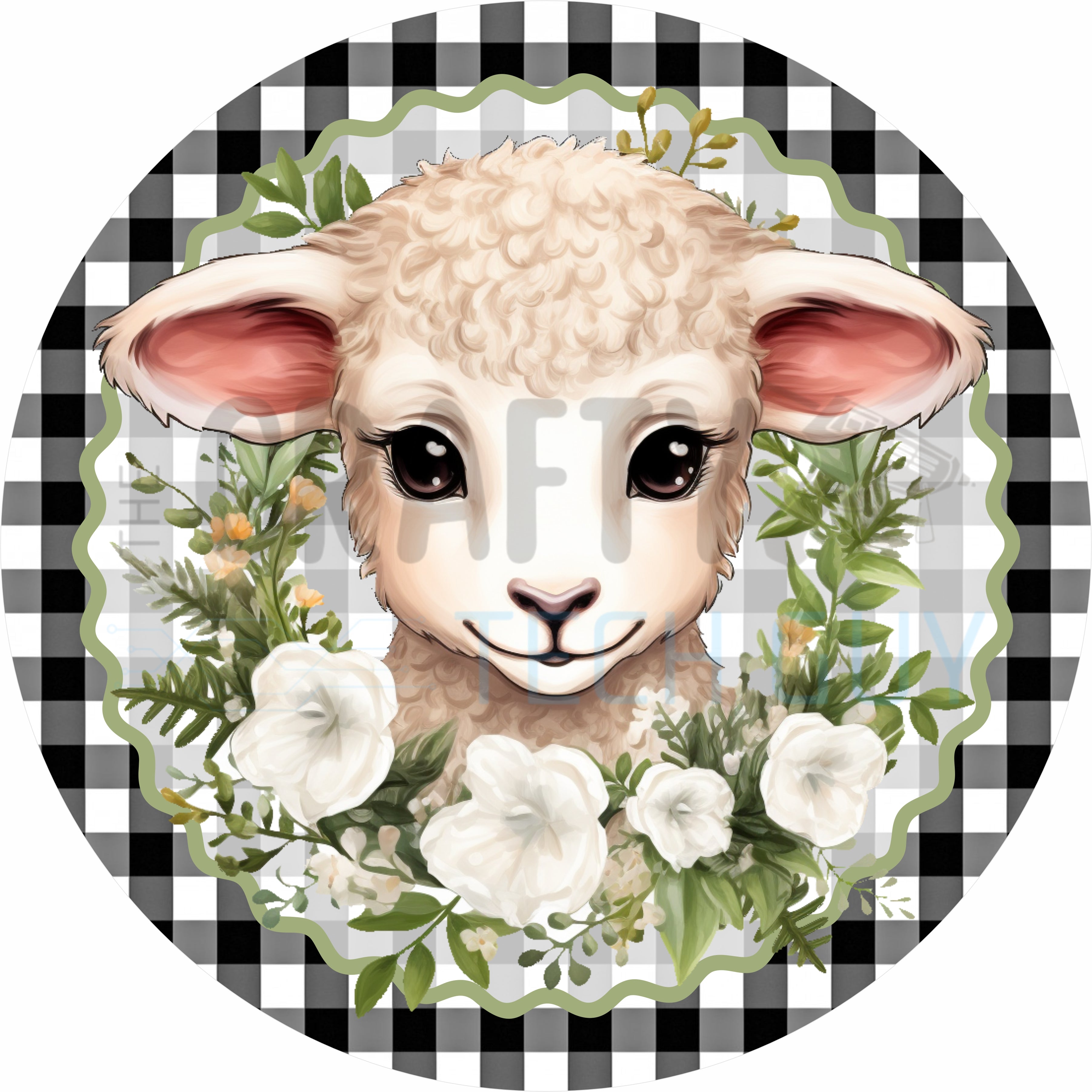 Sweet Lamb Farmhouse Round Wreath Sign – Neutral Spring Farm Animal Decor