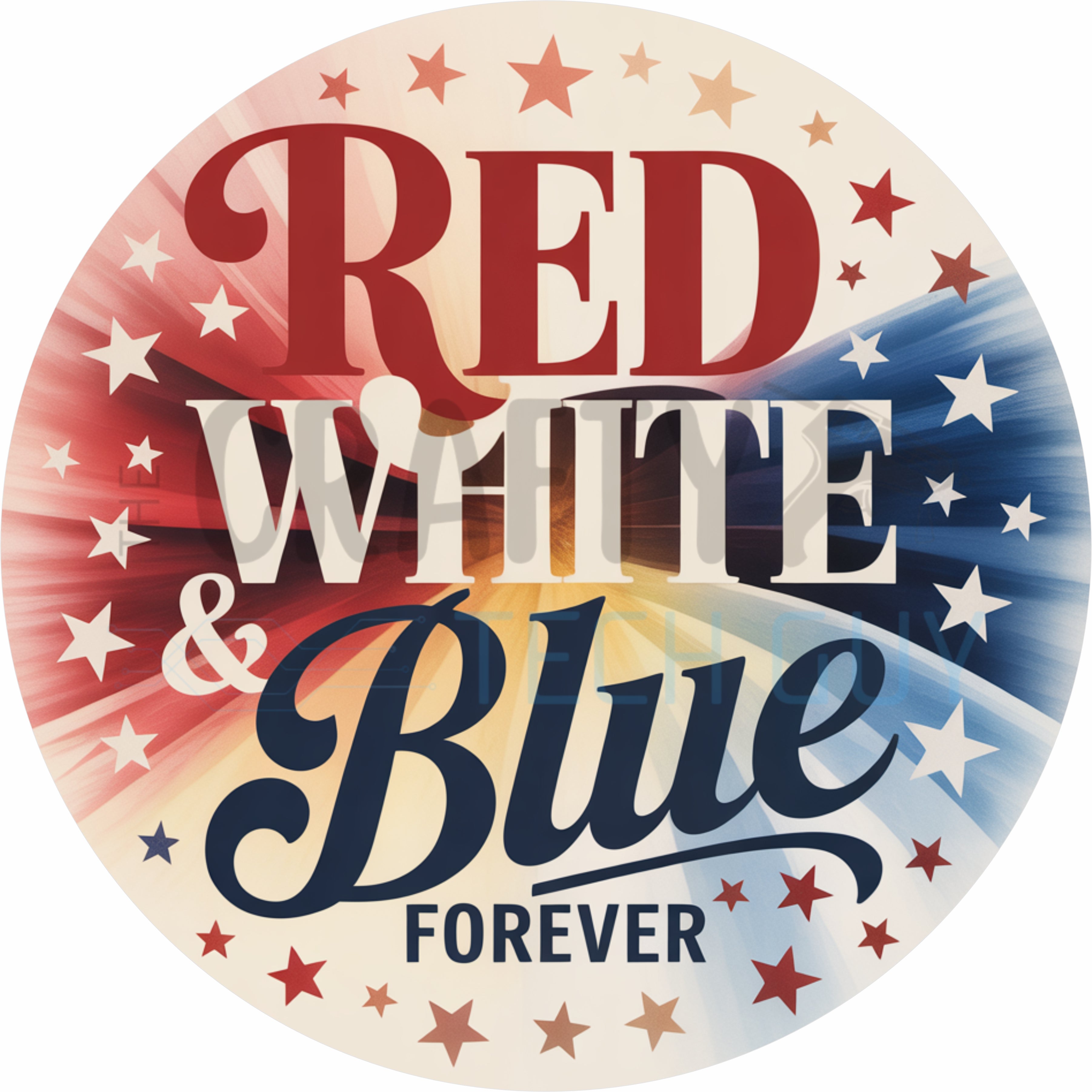 Red White and Blue Forever Patriotic Round Wreath Sign Americana