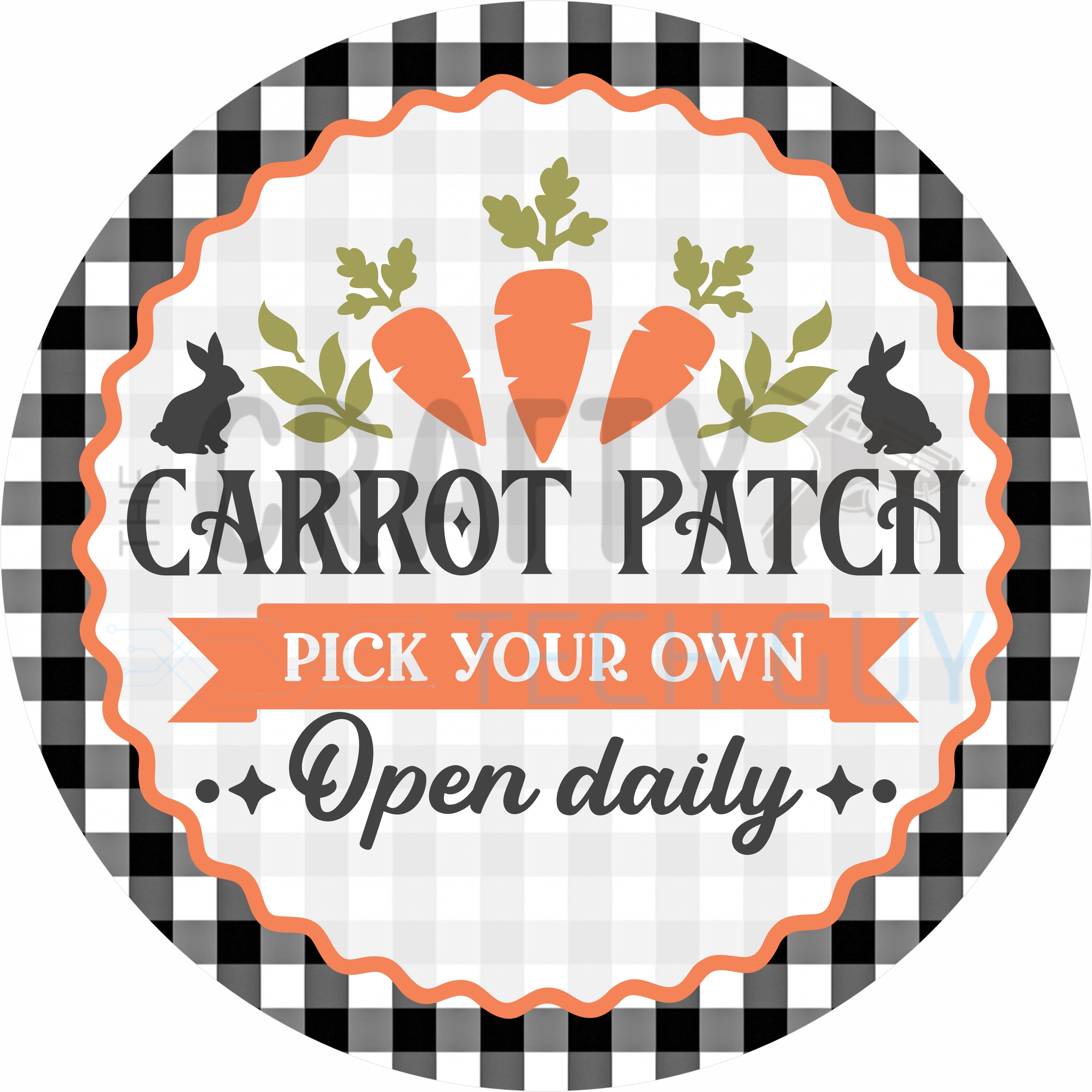 Carrot Patch Pick Your Own Round Wreath Sign – Farmhouse Easter Bunny Decor