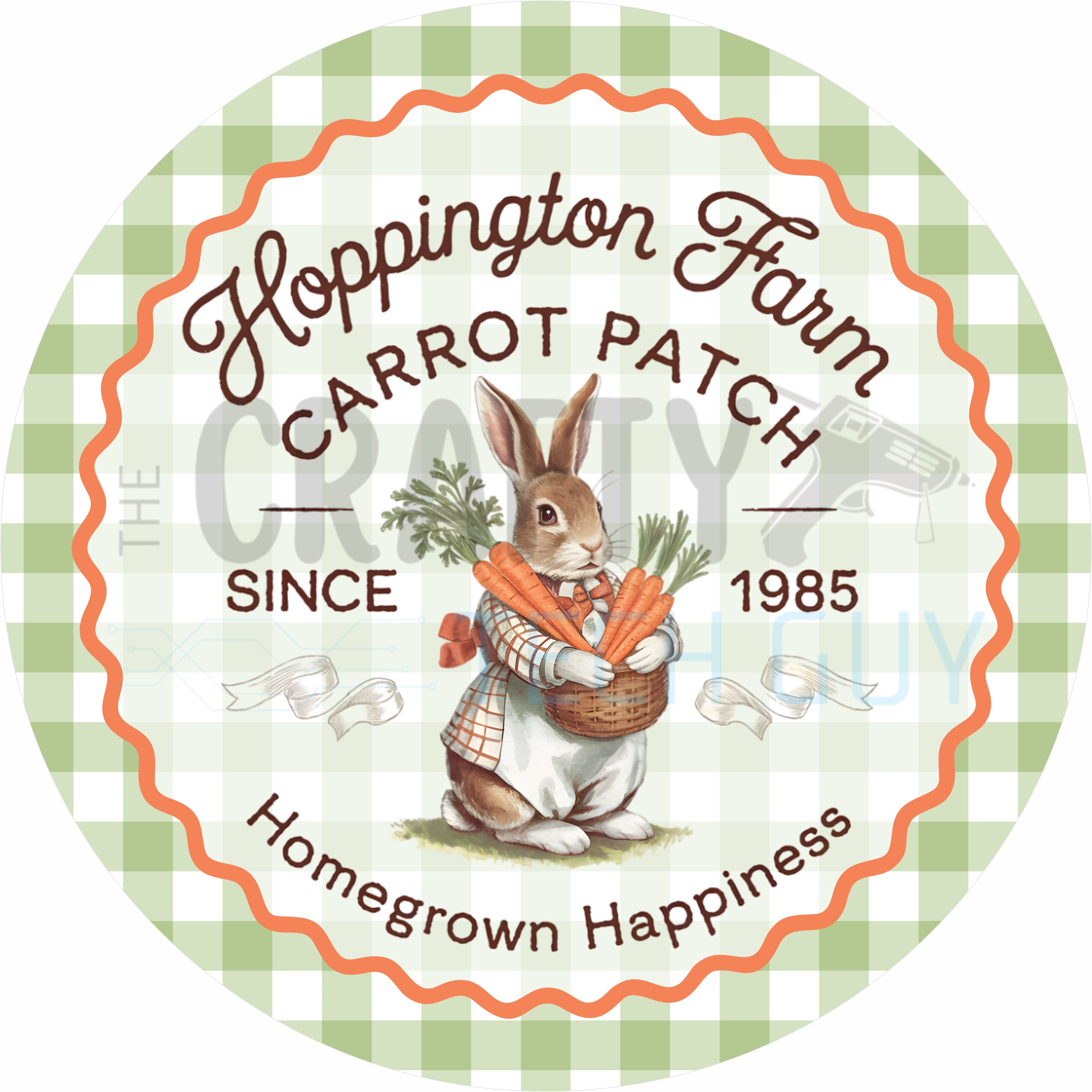 Hoppington Farm Carrot Patch Round Wreath Sign – Bunny Farmhouse Easter Decor