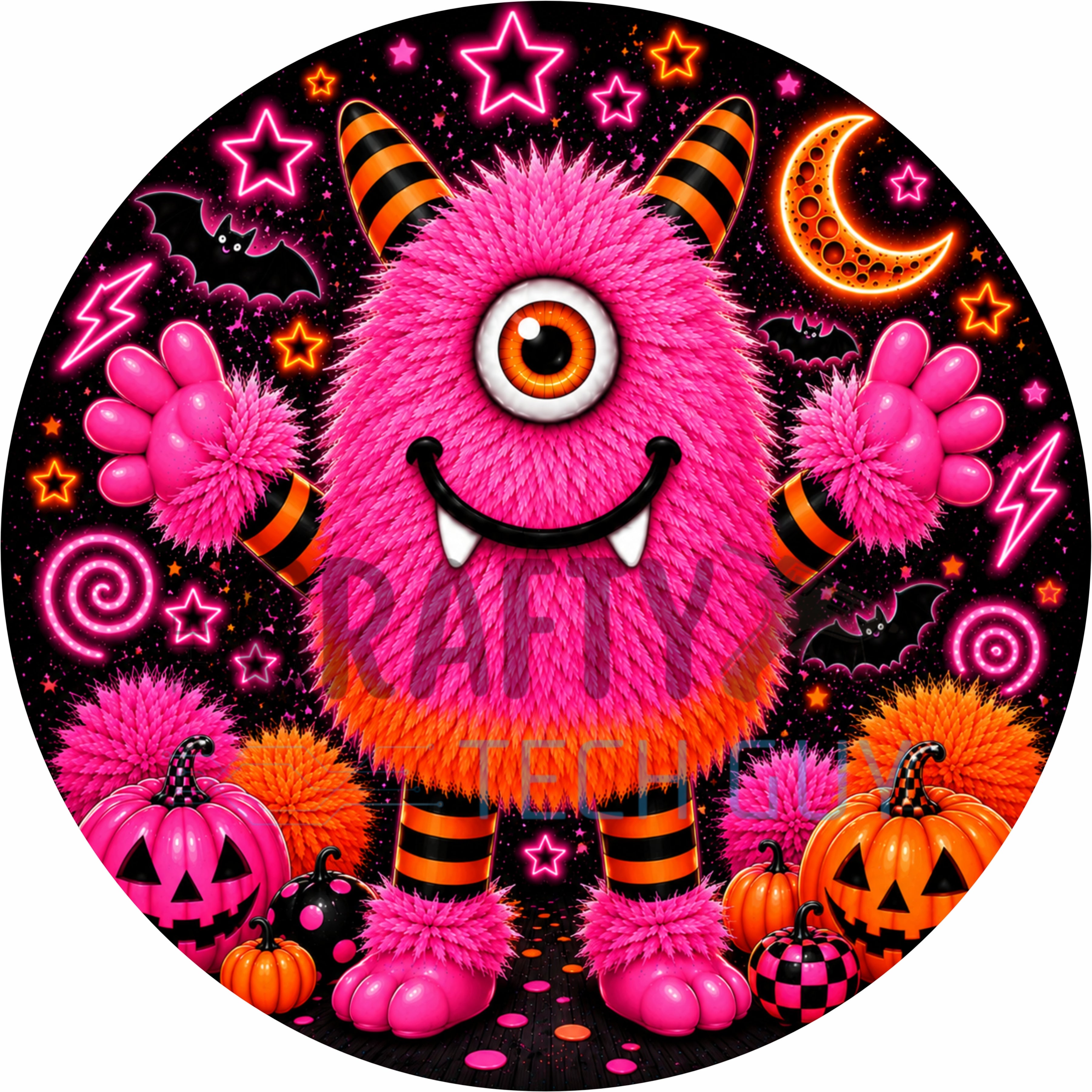 Letrero fantasma de cuadros vichy rosas con piruleta y lazos: una bonita decoración de pared para Halloween.