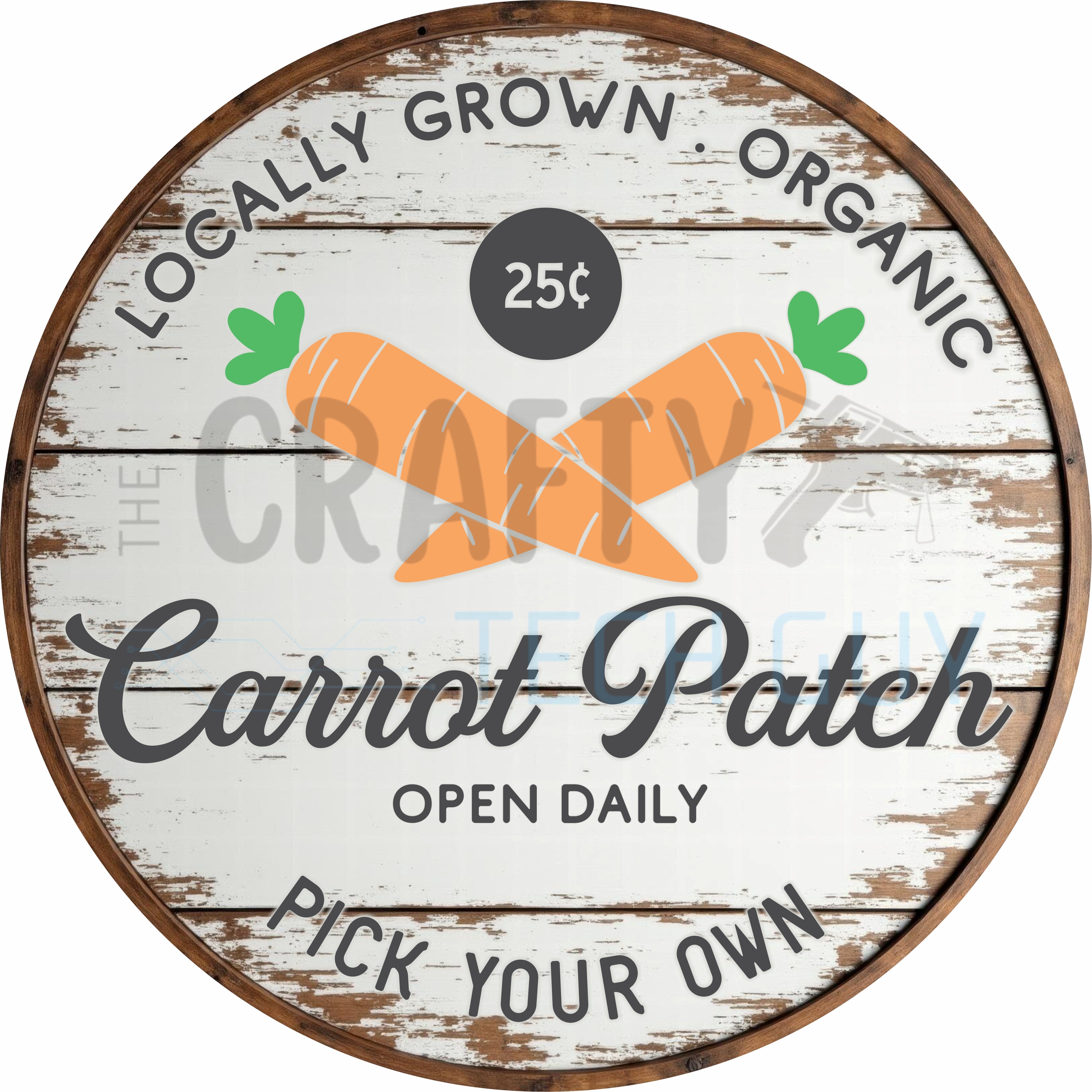 Carrot Patch Round Wreath Sign – Farmhouse Easter Pick Your Own Decor