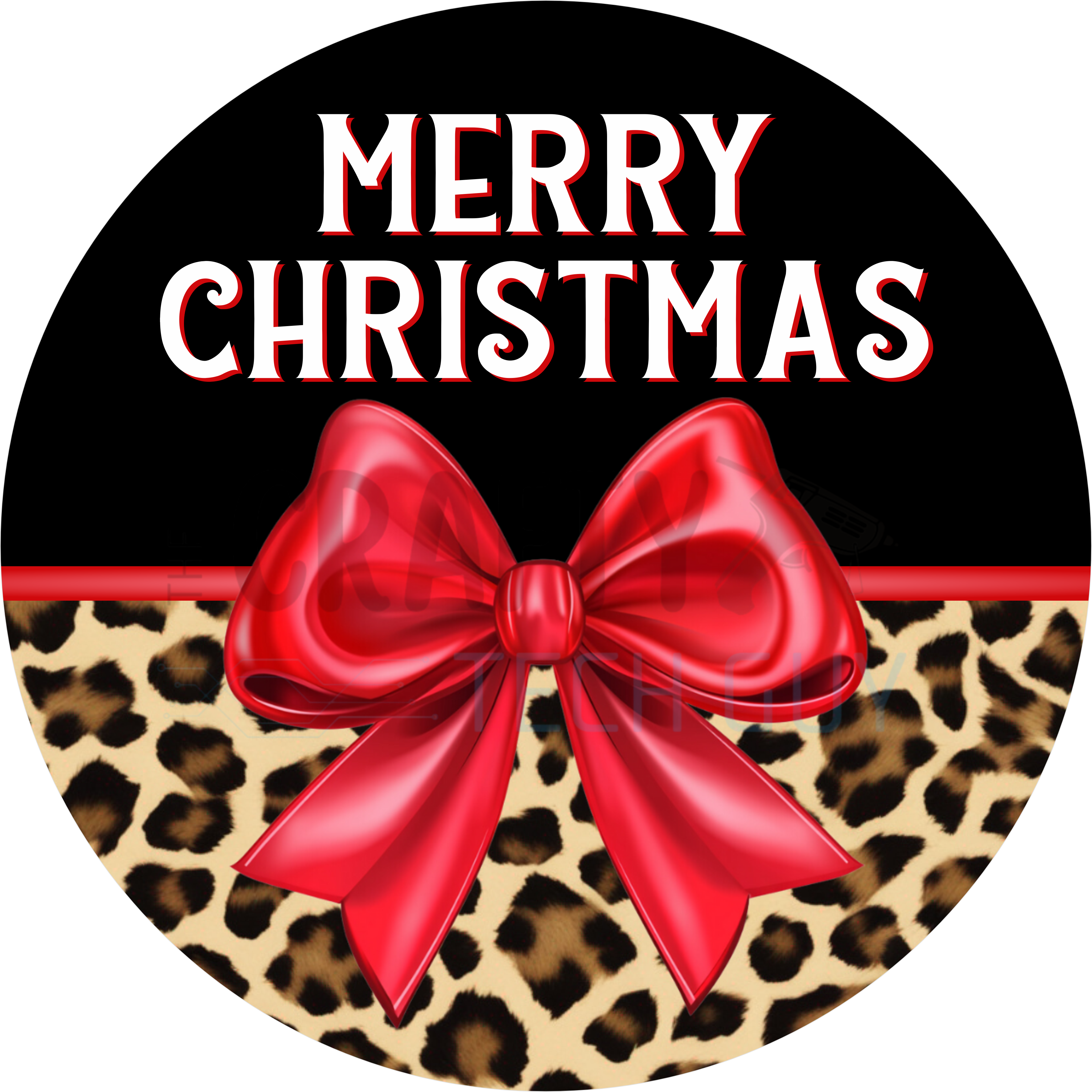Leopard Print Merry Christmas Design | Red Bow Glam Holiday Art | Chic Animal Print Christmas Décor for Modern Homes