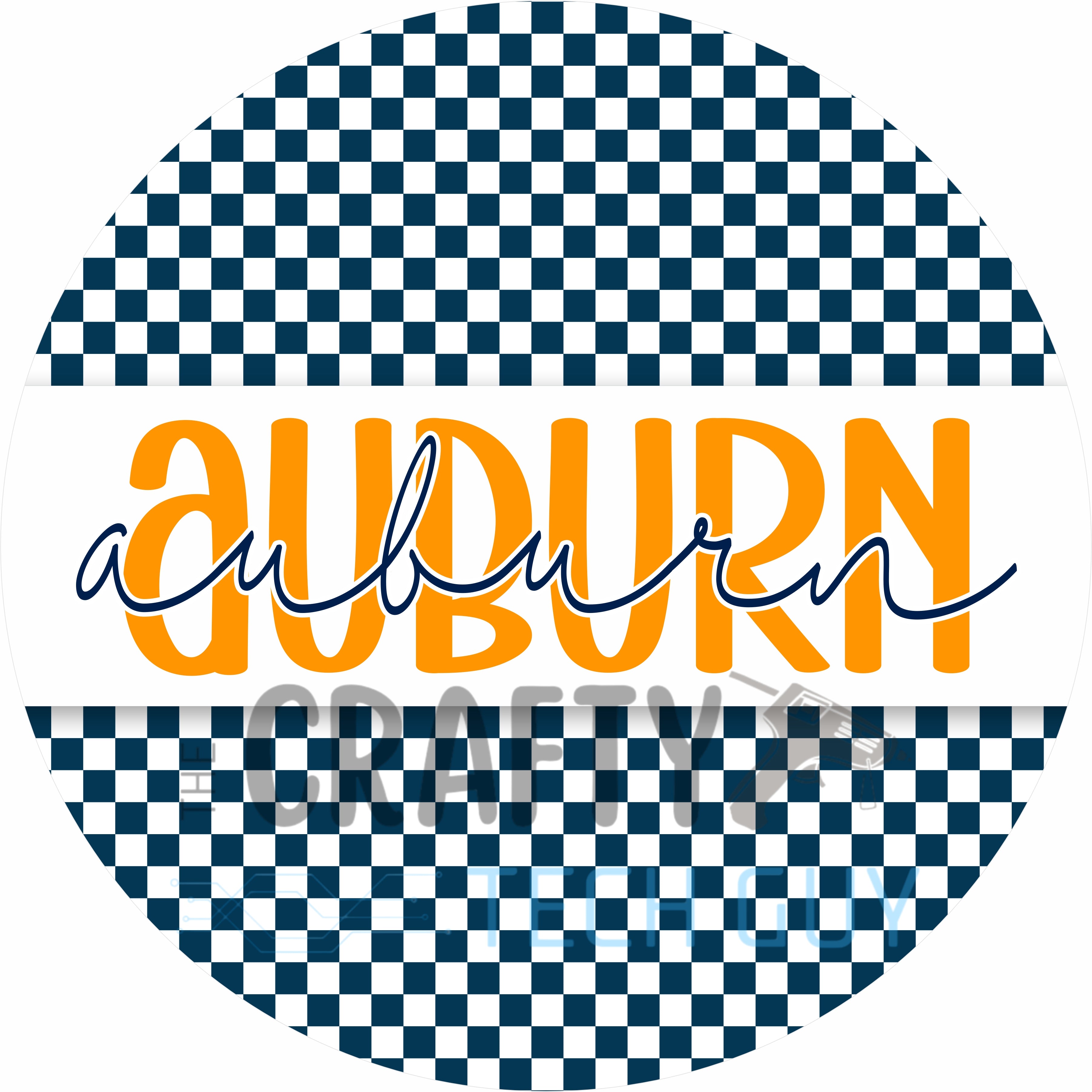 Auburn Checkered Round Wreath Sign