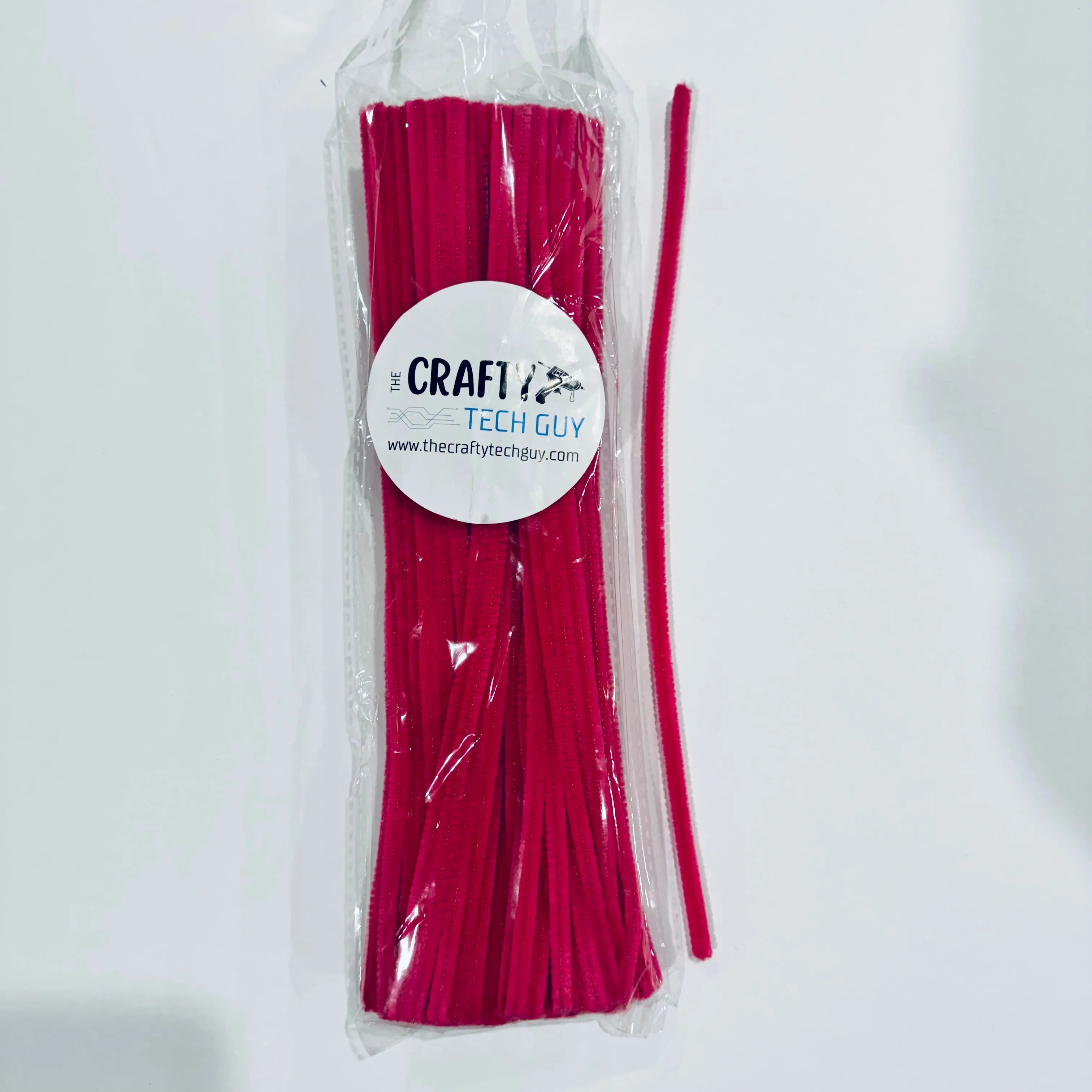 12" hot pink chenille stem, pipe cleaner, 100 per pack