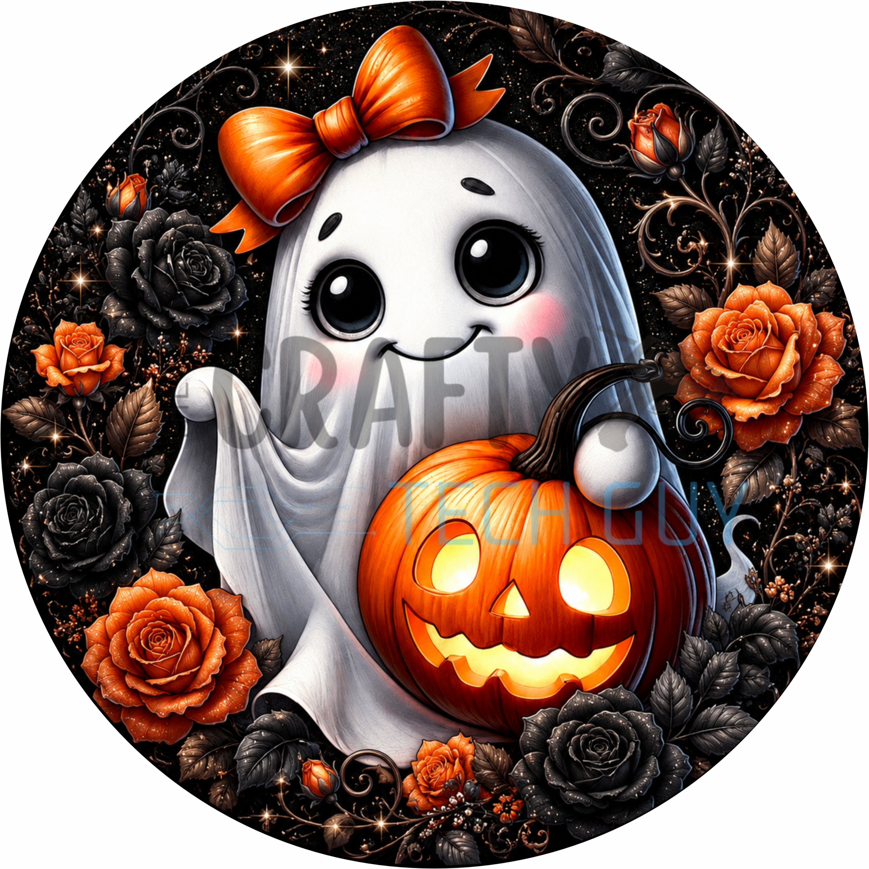 Letrero fantasma de cuadros vichy rosas con piruleta y lazos: una bonita decoración de pared para Halloween.