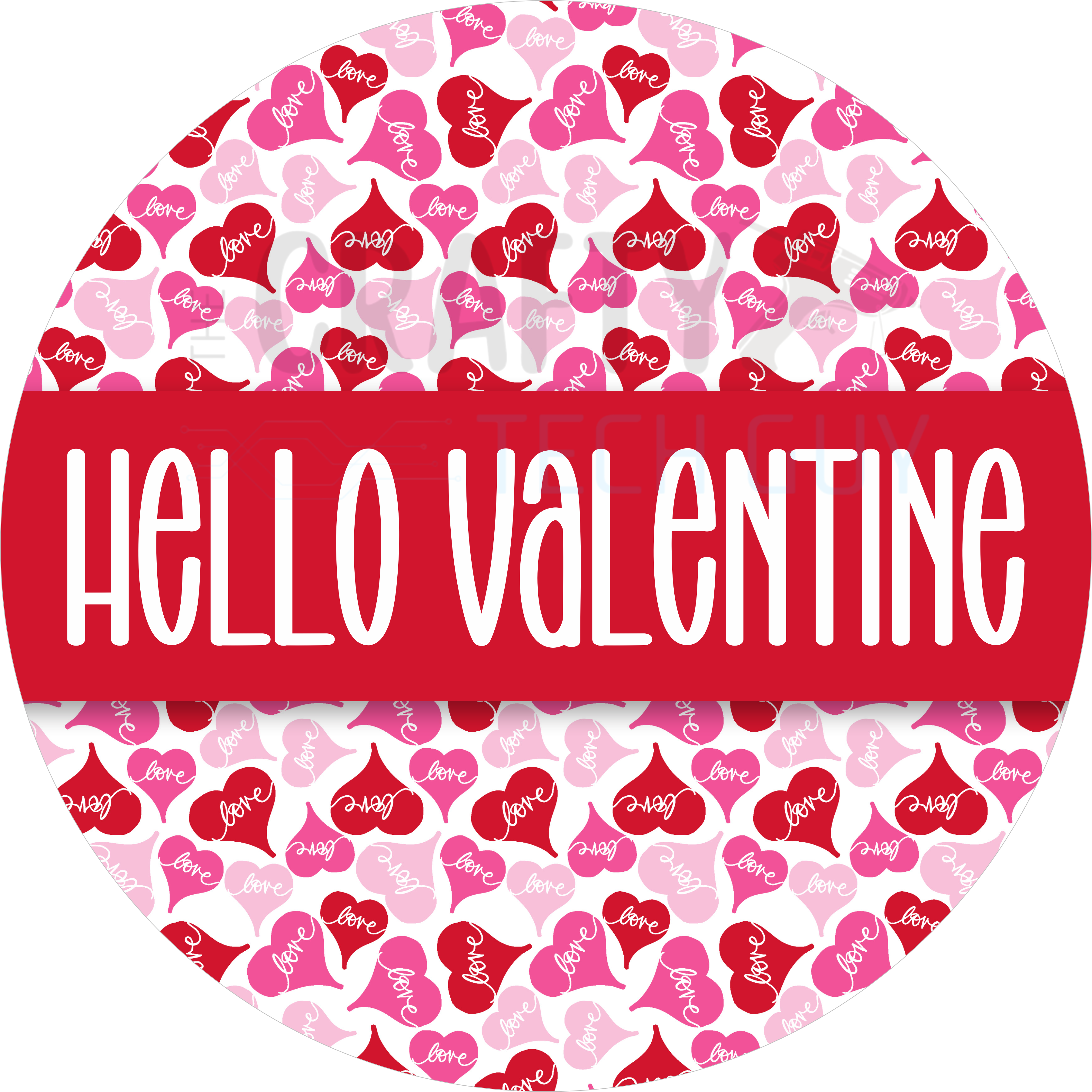 Valentine Hello Door Sign with Pink & Red Hearts