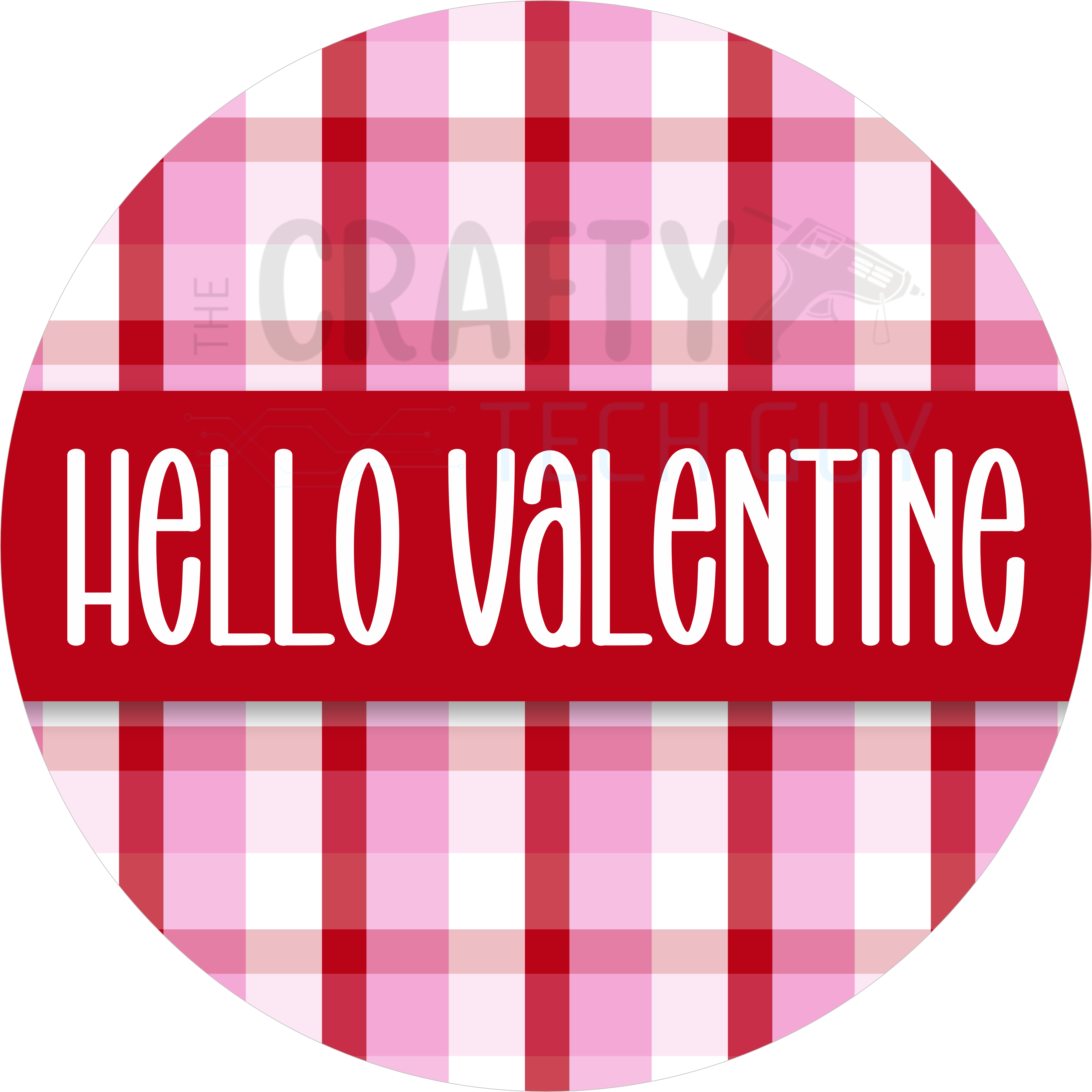 Hello Valentine Pink Gingham Wreath Sign