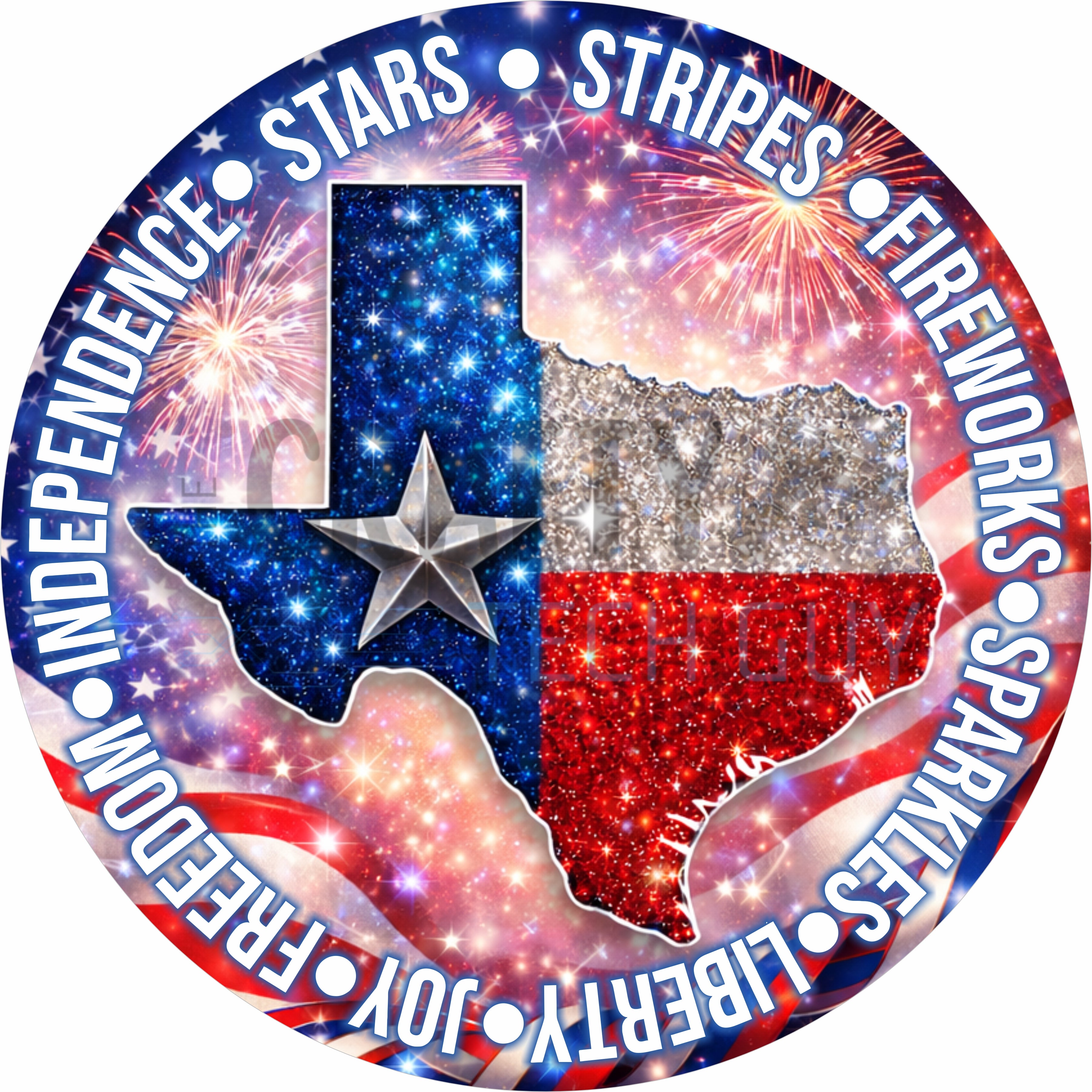 Texas Patriotic Round Wreath Sign