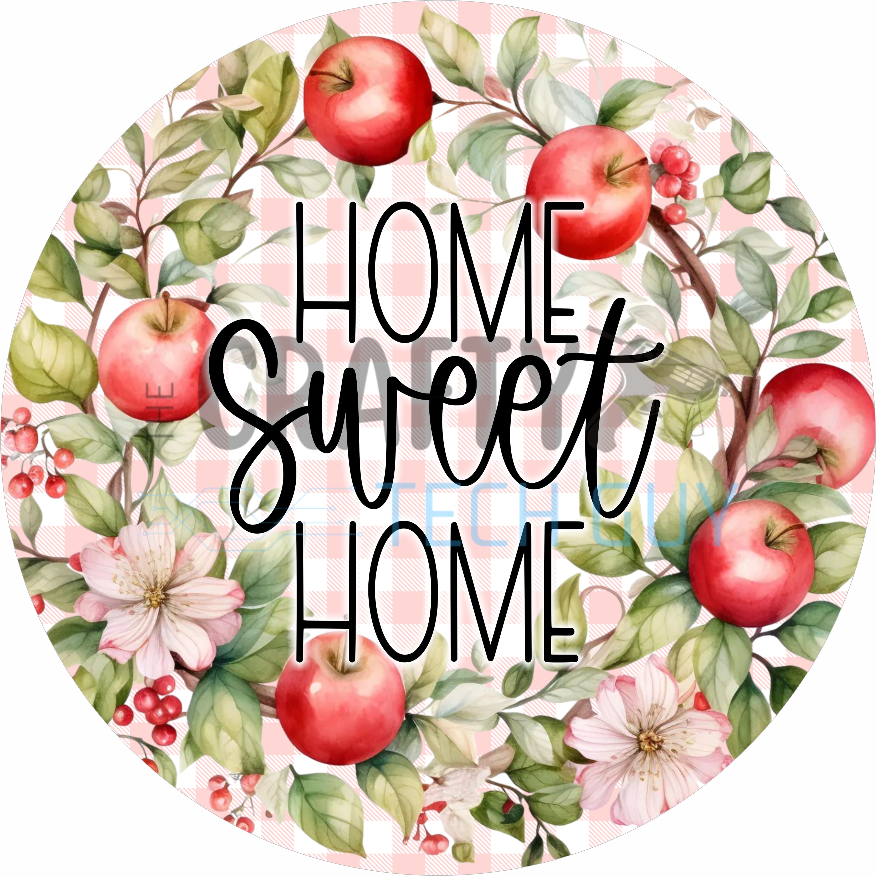 Home Sweet Home Apple Farmhouse Round Wreath Sign