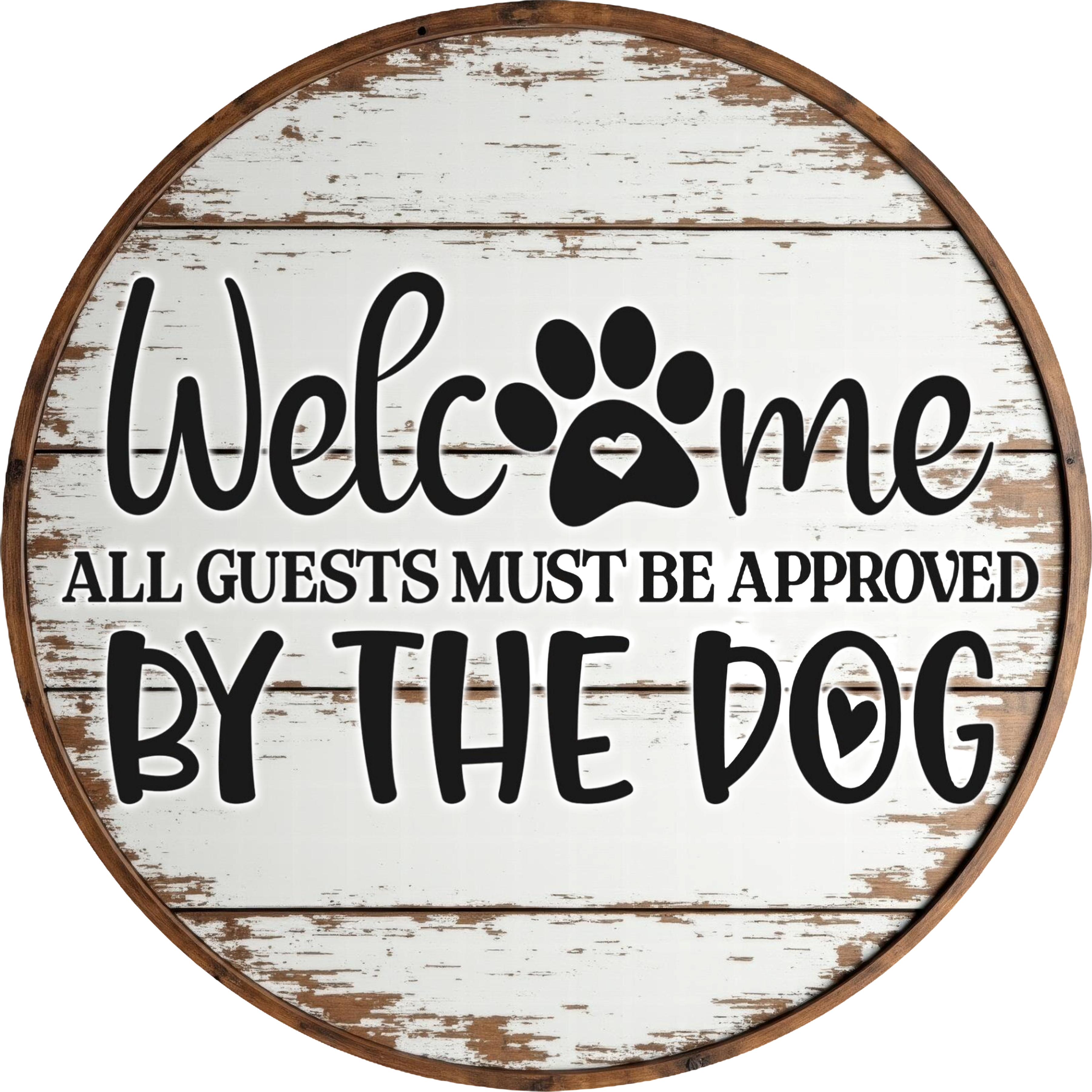 Welcome Dog Lover Sign, Funny Guest Approval Paw Print Decor, Rustic Farmhouse Dog Wall Art