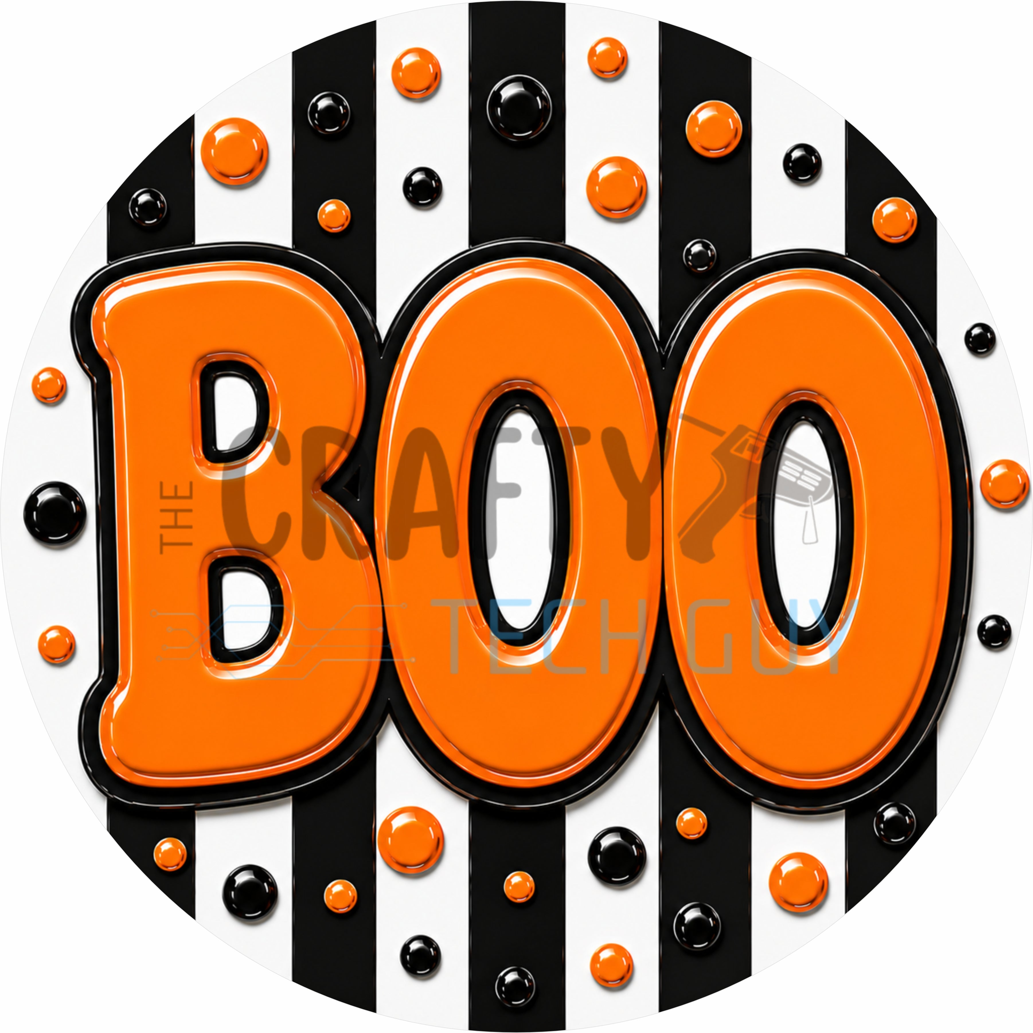 Boo Halloween Stripe Round Wreath Sign