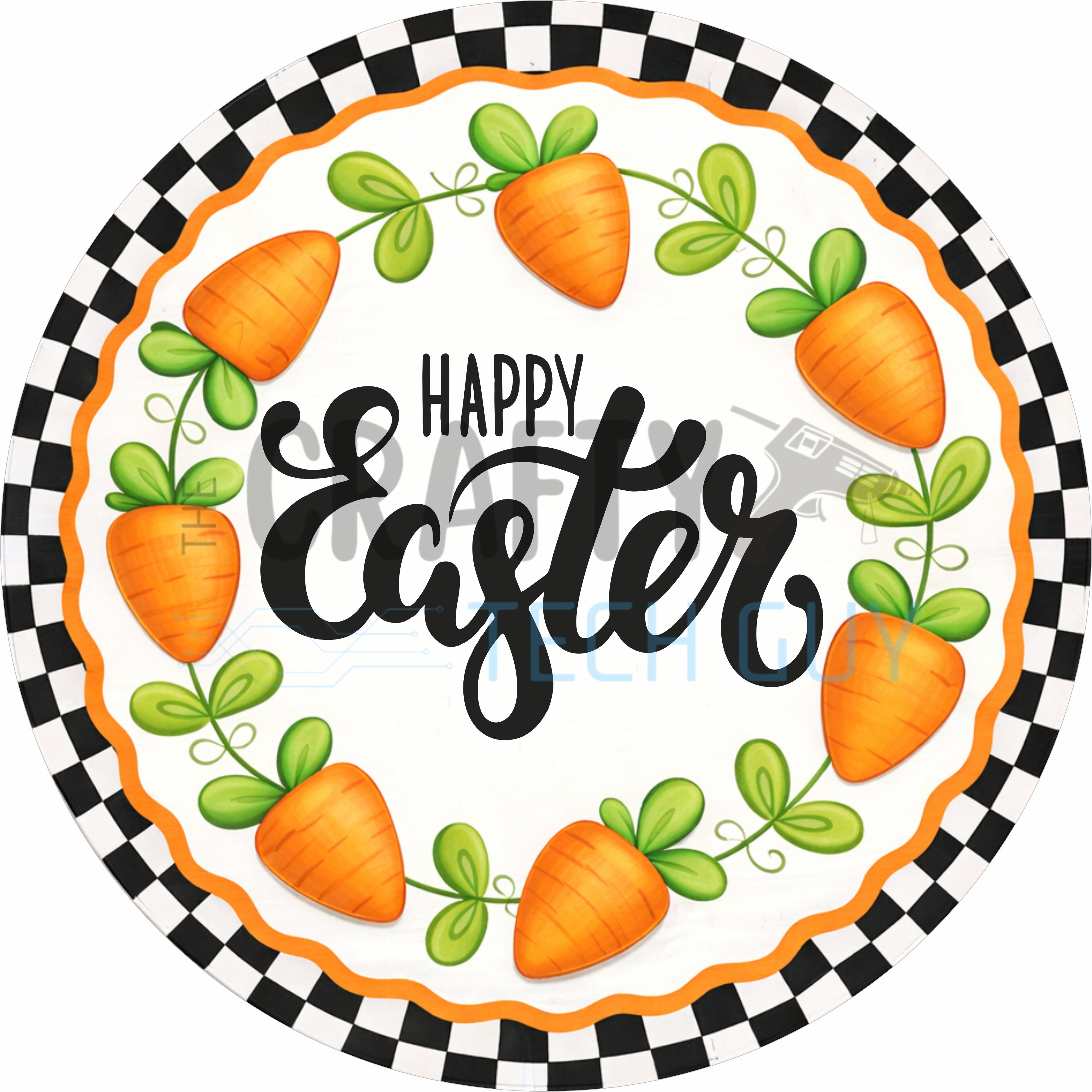 Happy Easter Carrot Wreath Round Sign
