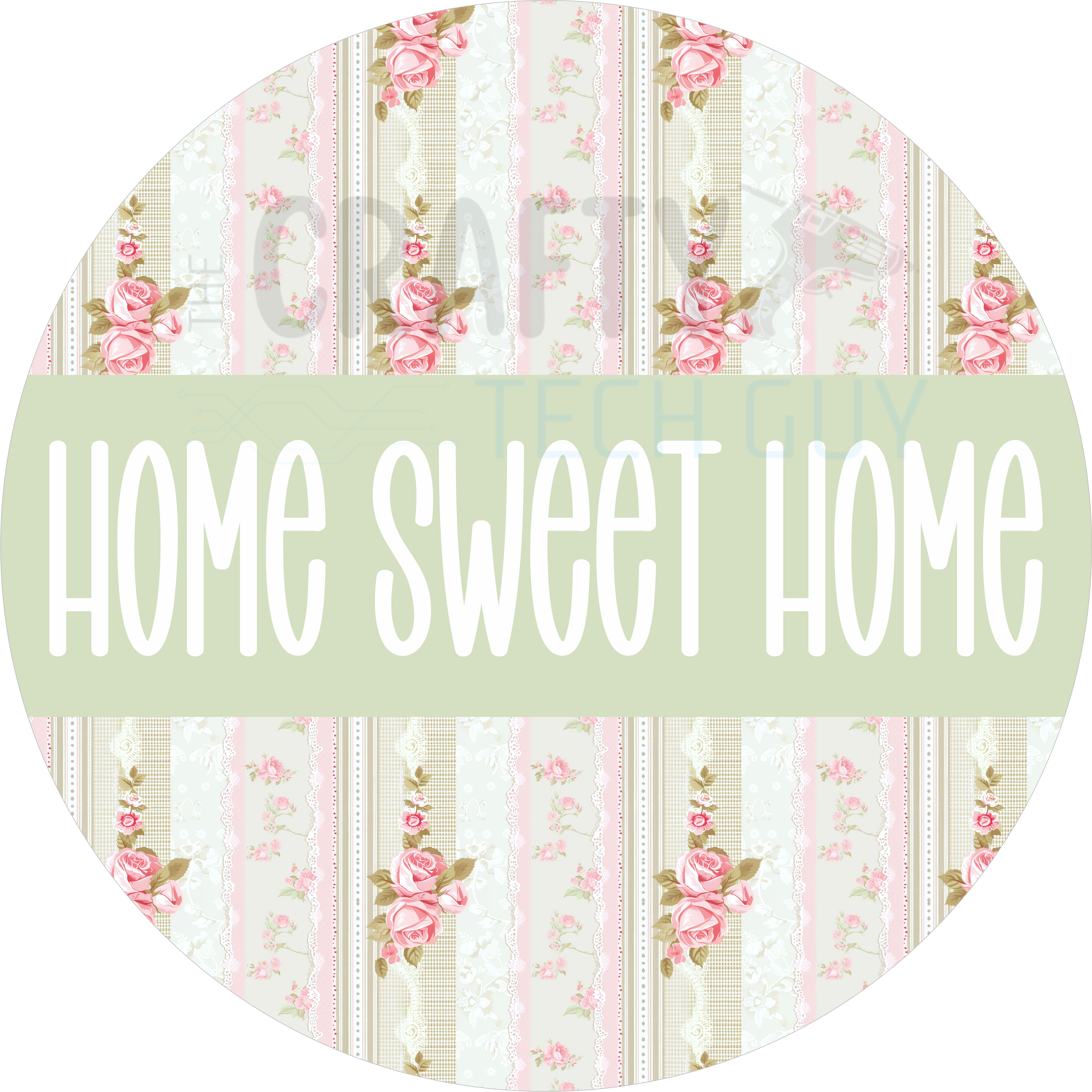 Home Sweet Home Wreath Sign – Vintage Rose Stripes