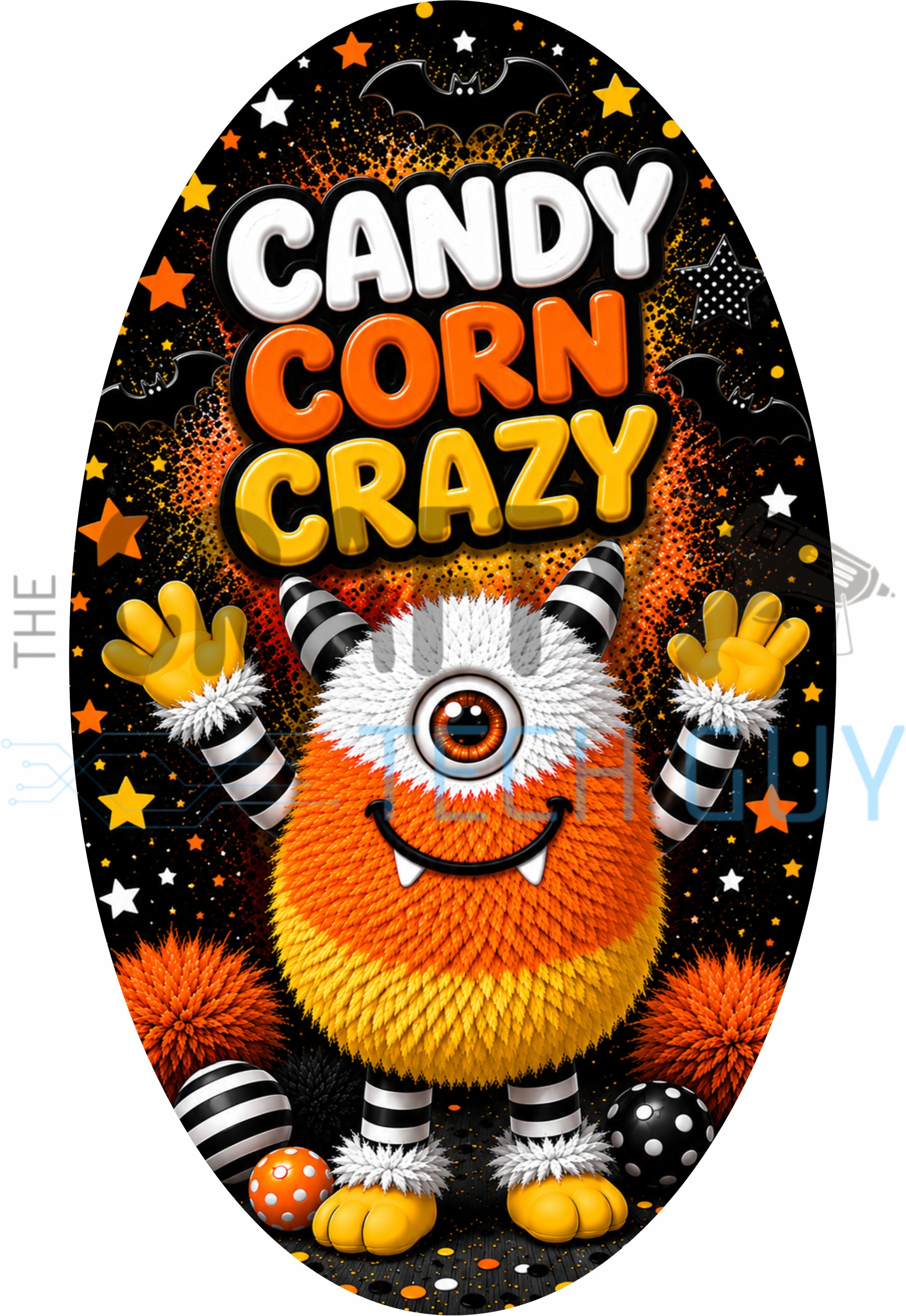 Candy Corn Crazy Monster Halloween 12x7 Oval Wreath Sign