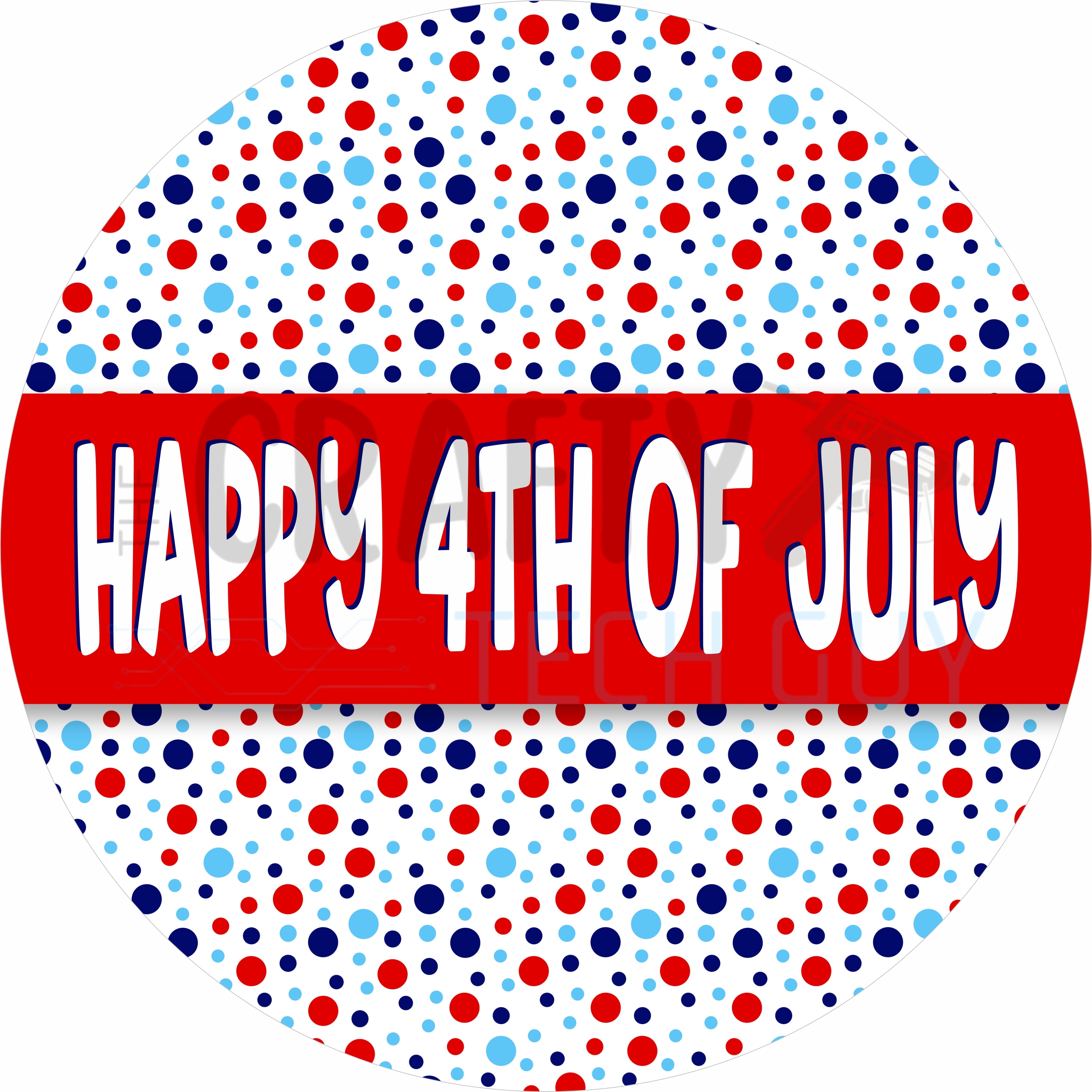 Happy 4th of July Red White and Blue Polka Dot Patriotic Decor Round Wreath Sign