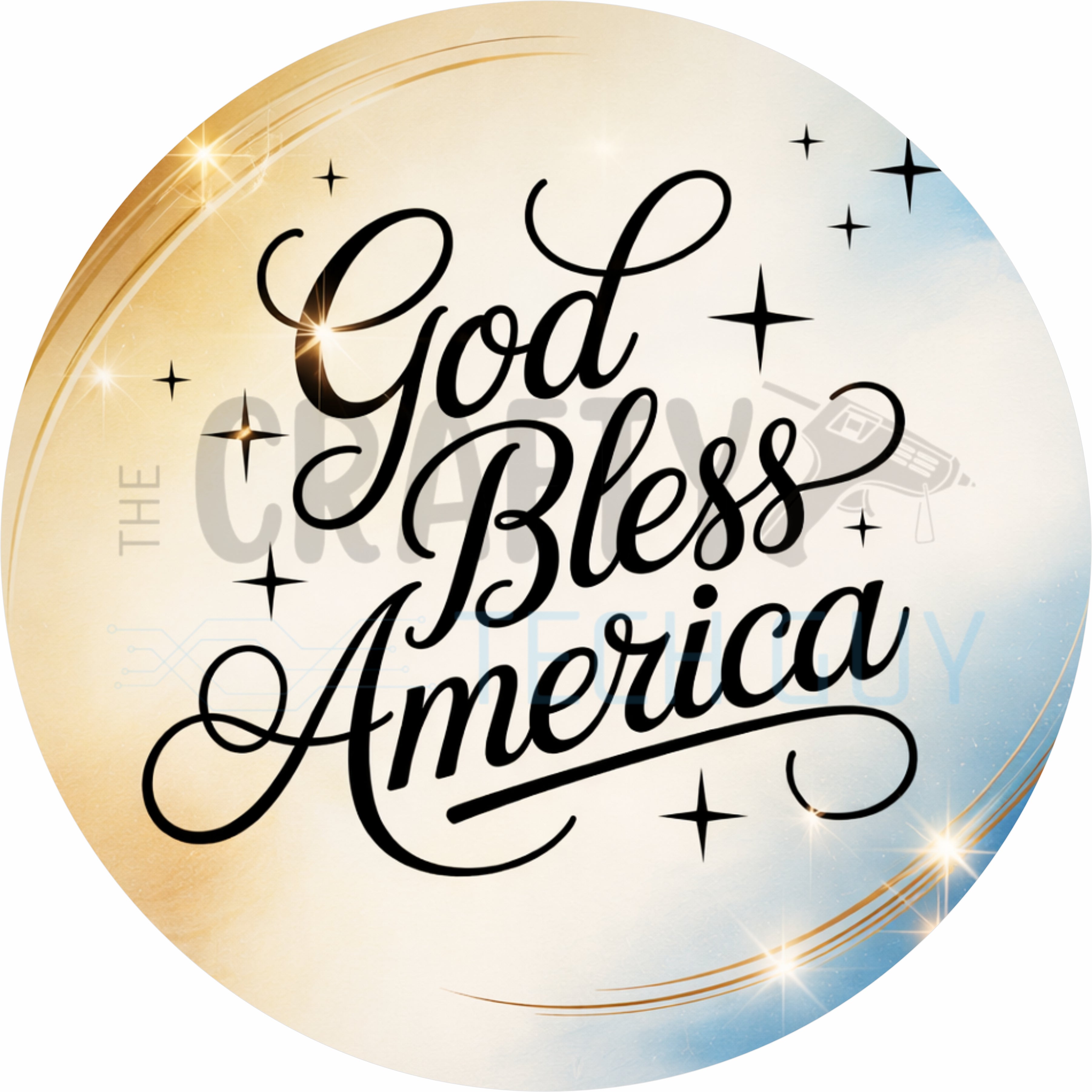 God Bless America Patriotic Round Wreath Sign Faith Based Americana Door Decor