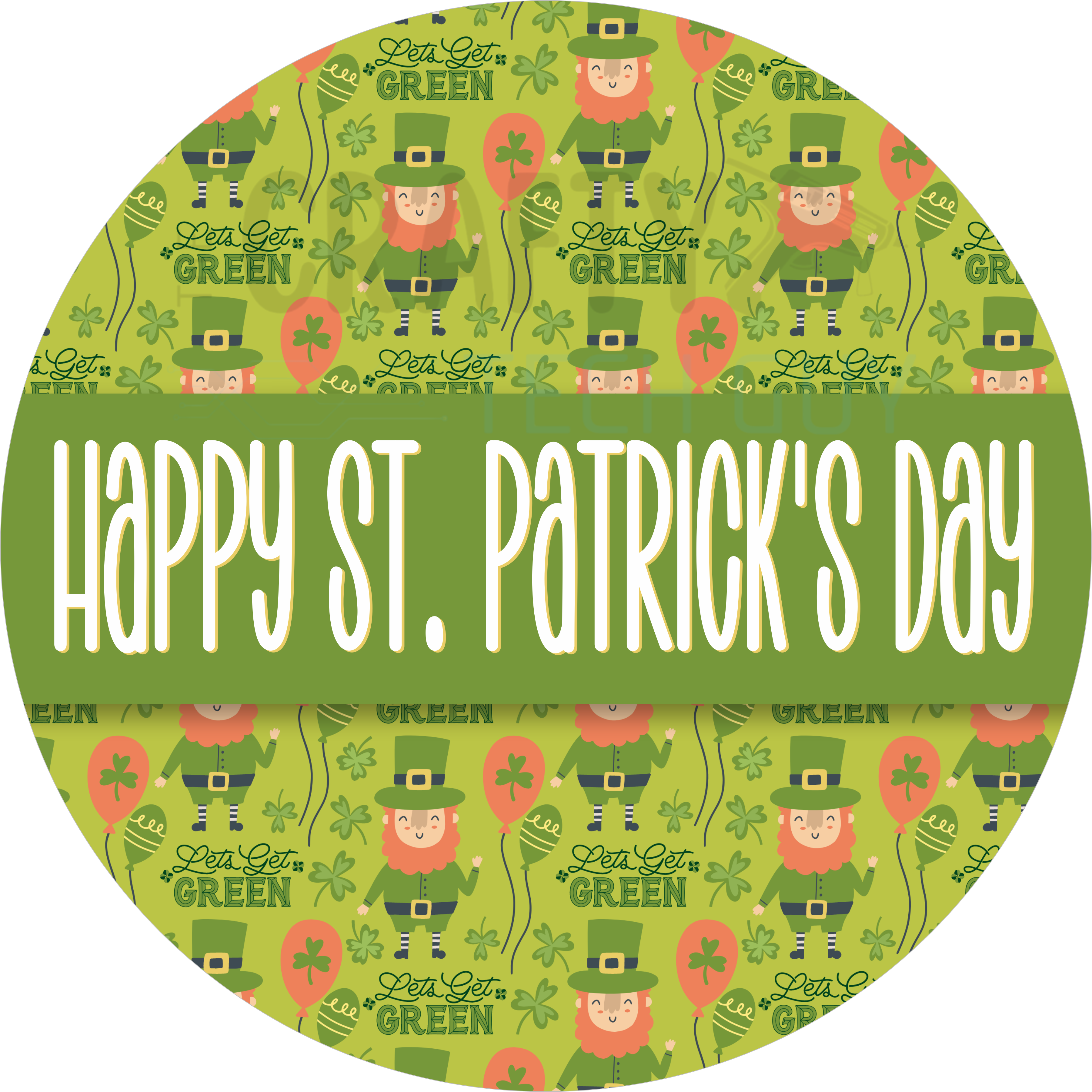 Happy St. Patrick’s Day Wreath Sign – Cute Leprechaun Pattern