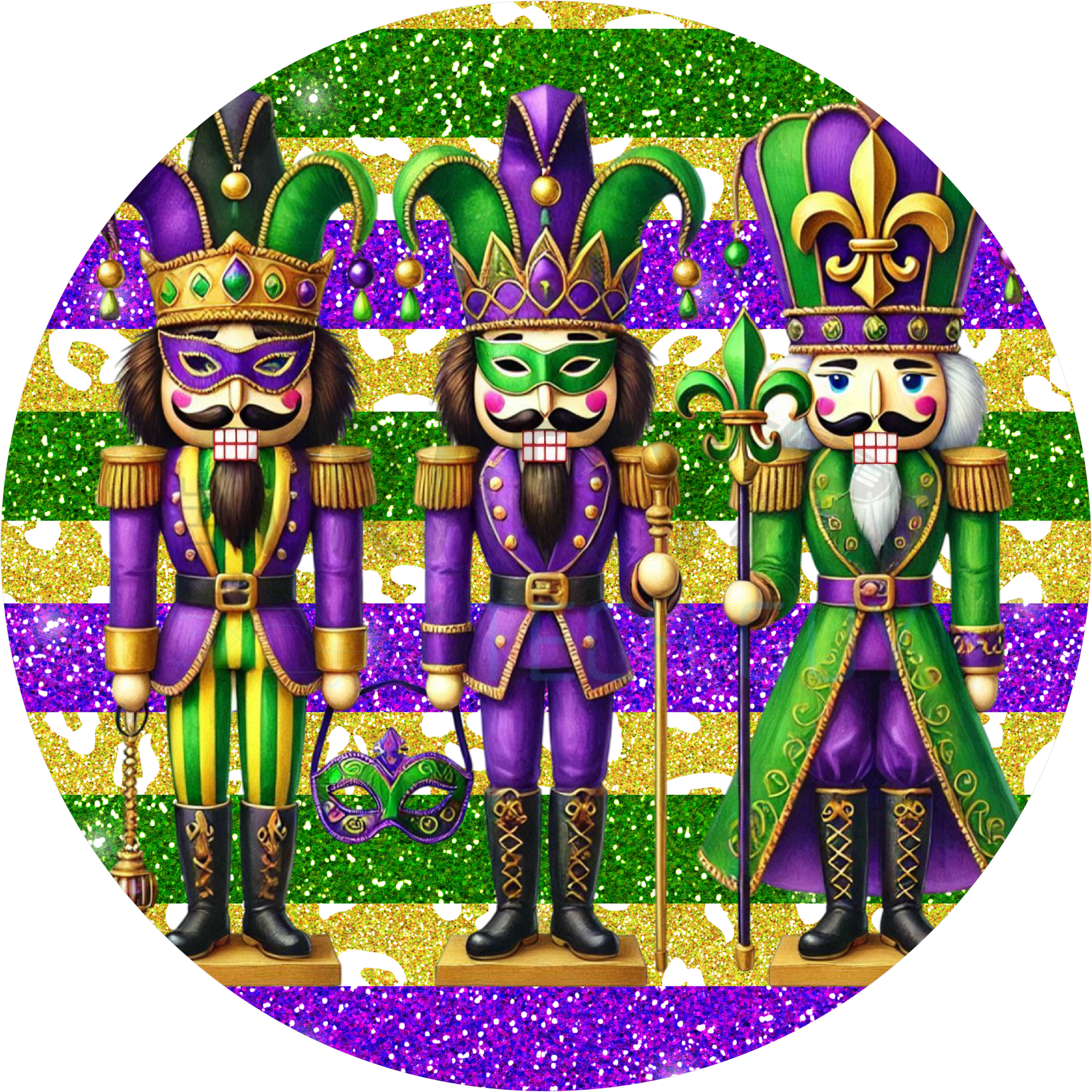 Glitter Stripe Mardi Gras Nutcracker Sign