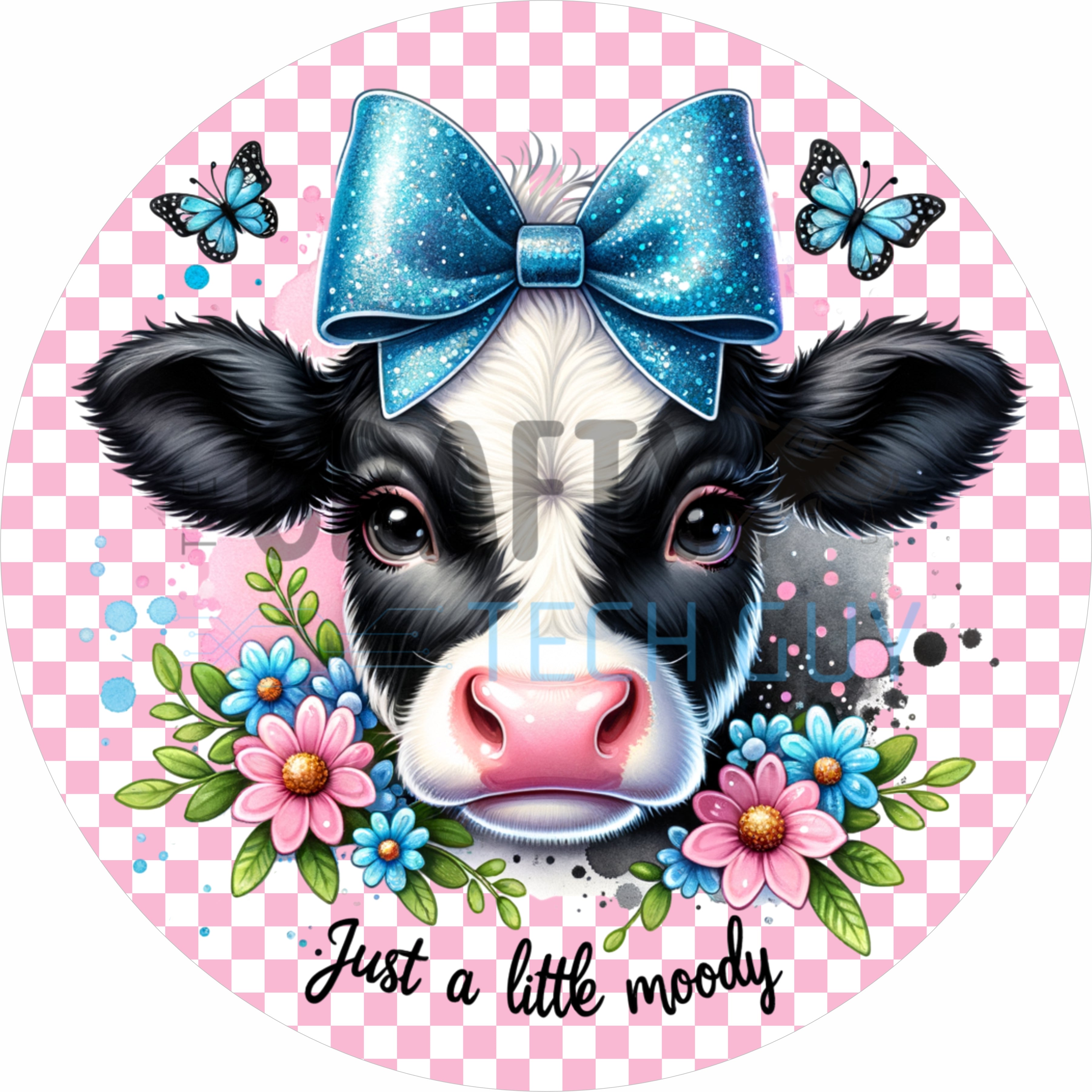 Just a Little Moody Cow Round Wreath Sign