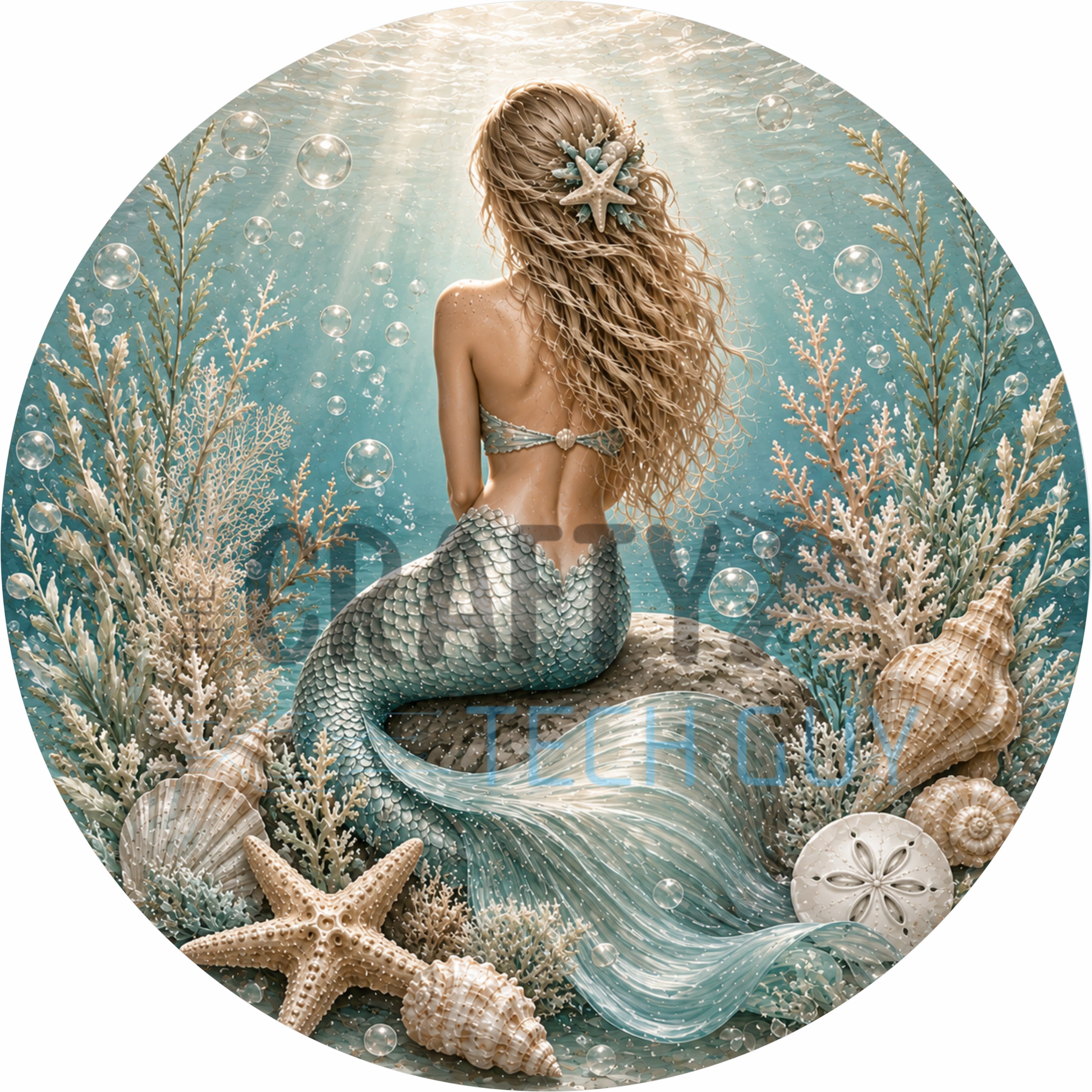 Pearl Coast Mermaid Round Wreath Sign