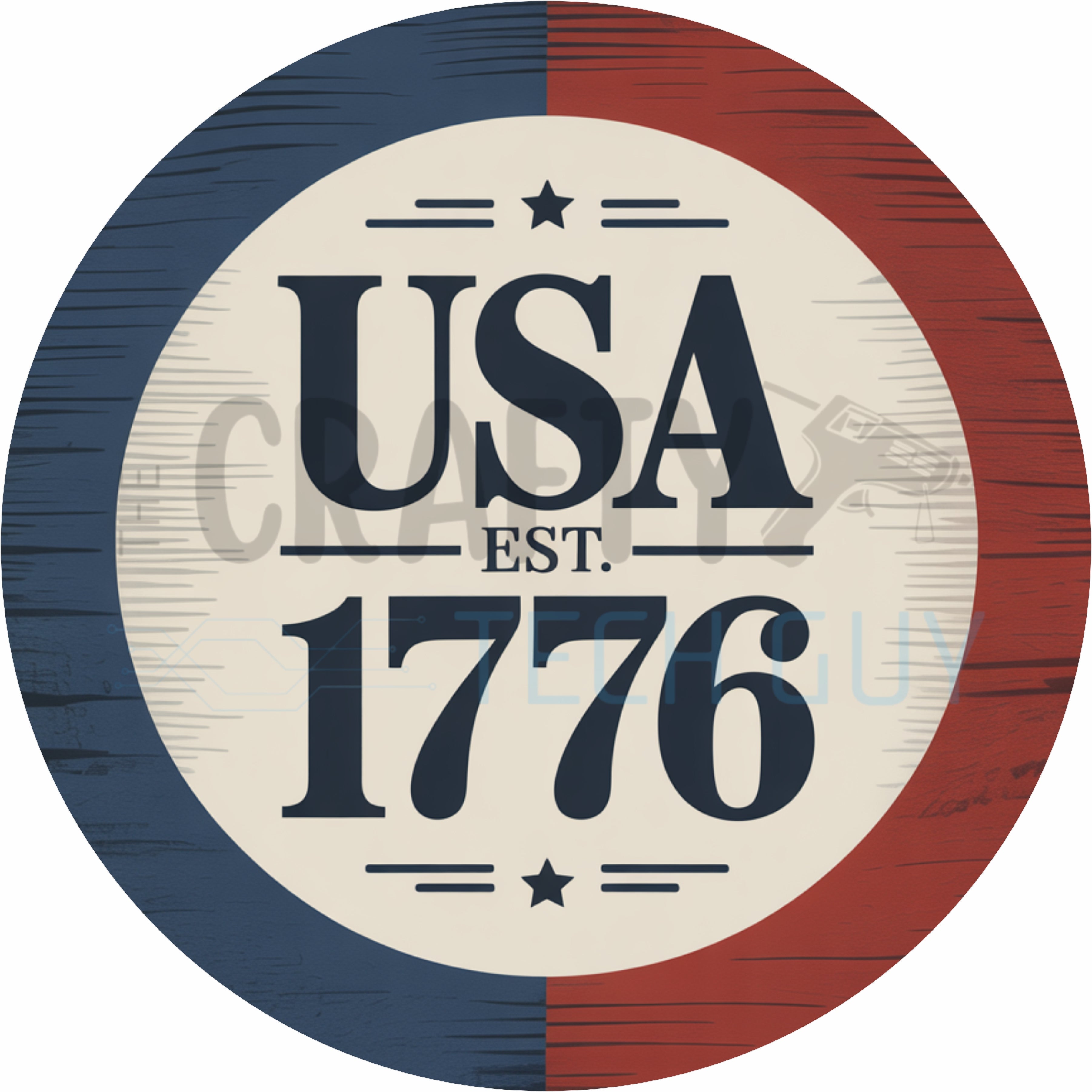 USA Est 1776 Patriotic Vintage Style Round Wreath Sign