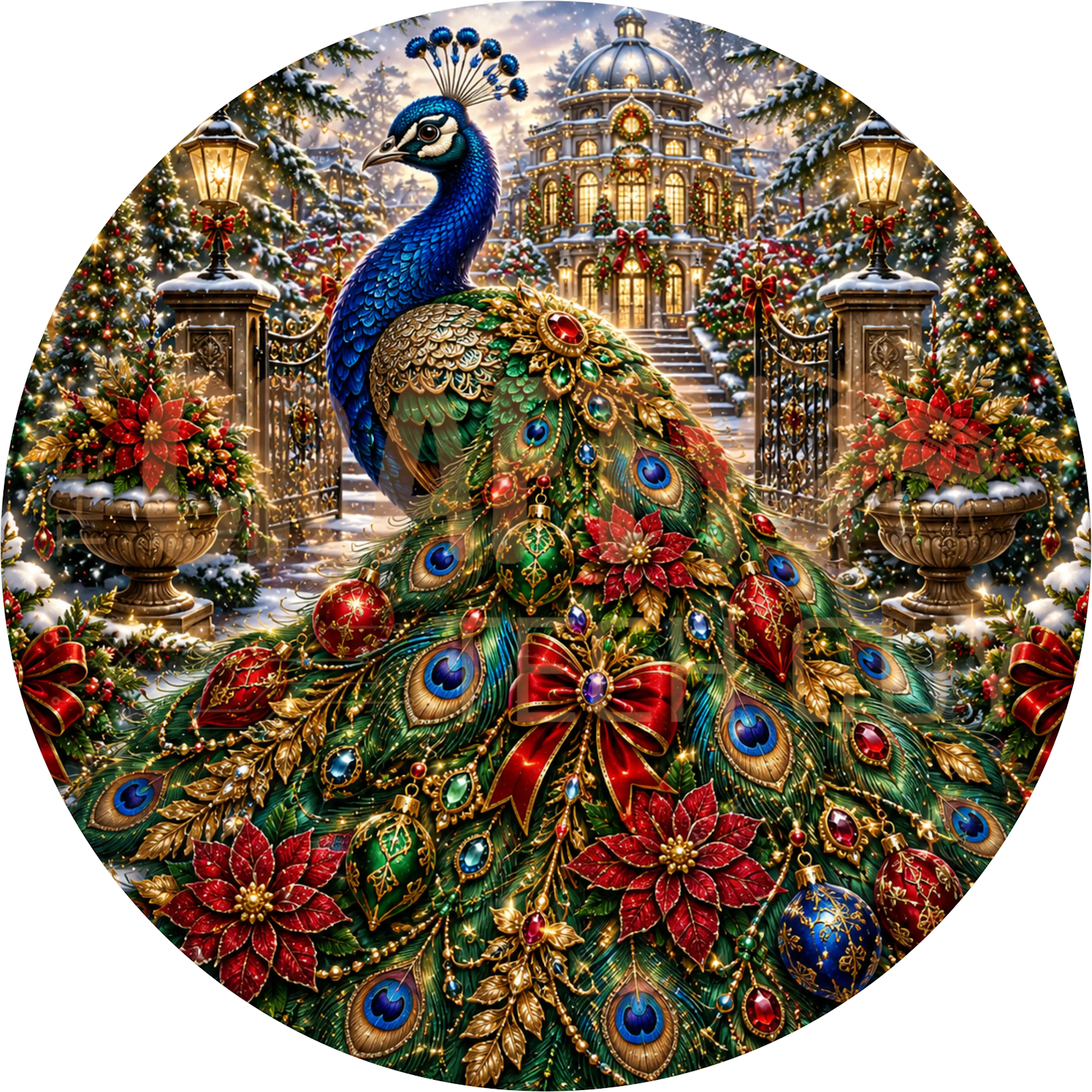 Peacock Christmas Wreath Sign – Mansion Estate Design