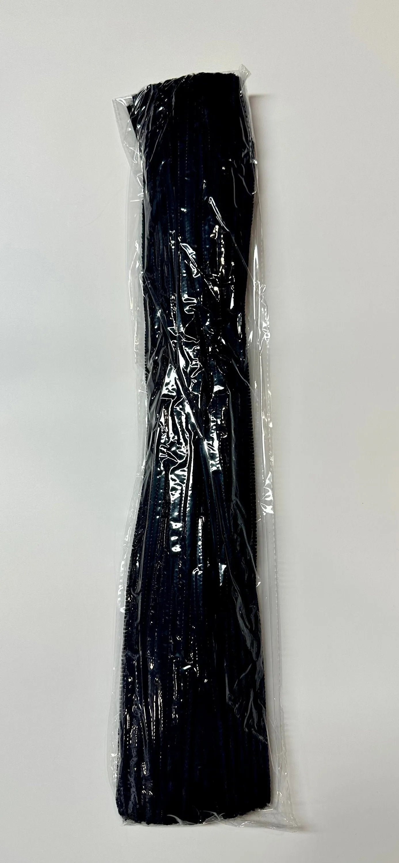20" black chenille stem, pipe cleaner, 100 pack