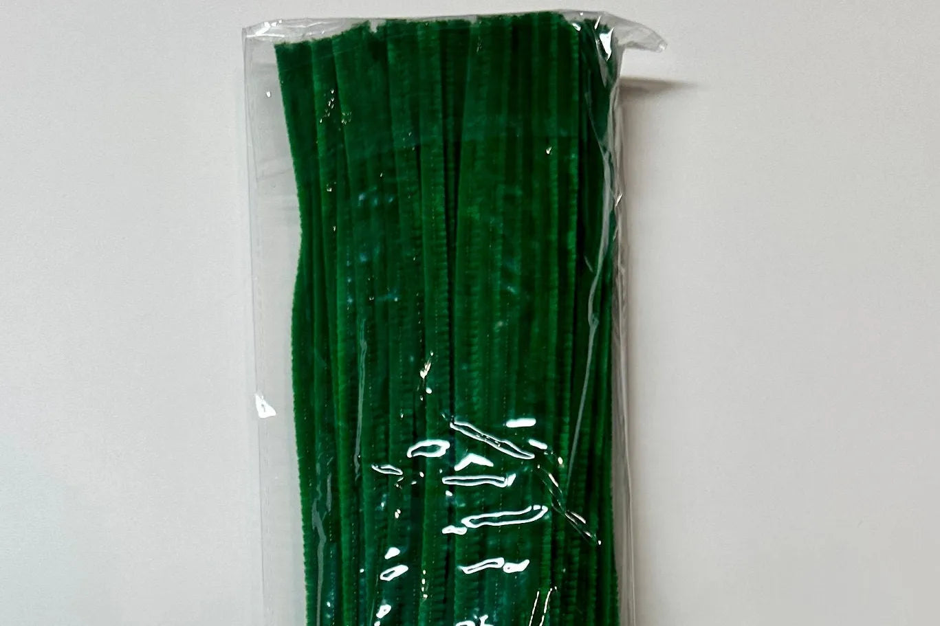 20" green chenille stem, pipe cleaner, 100 pack