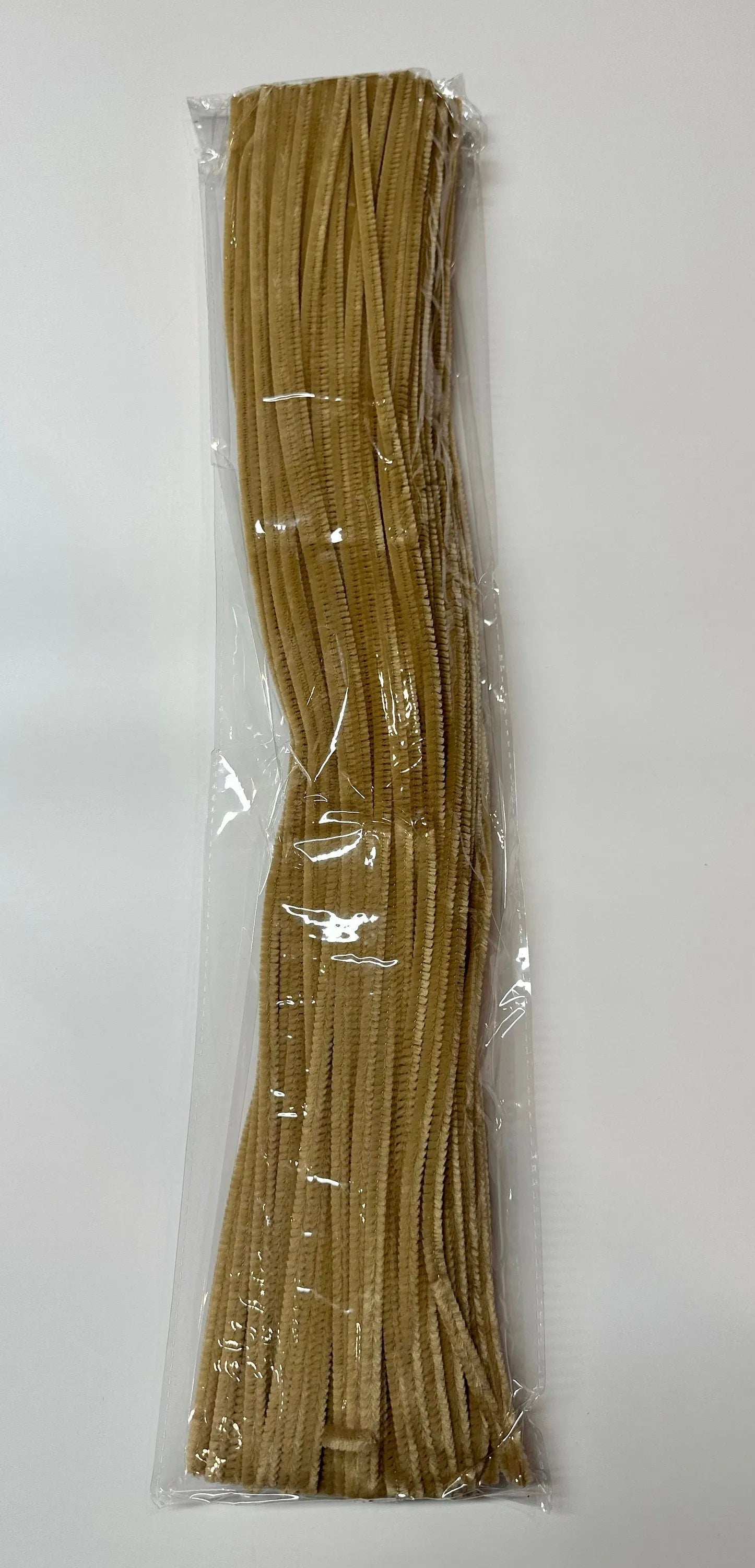 20" natural light brown chenille stem, pipe cleaner, 100 pack