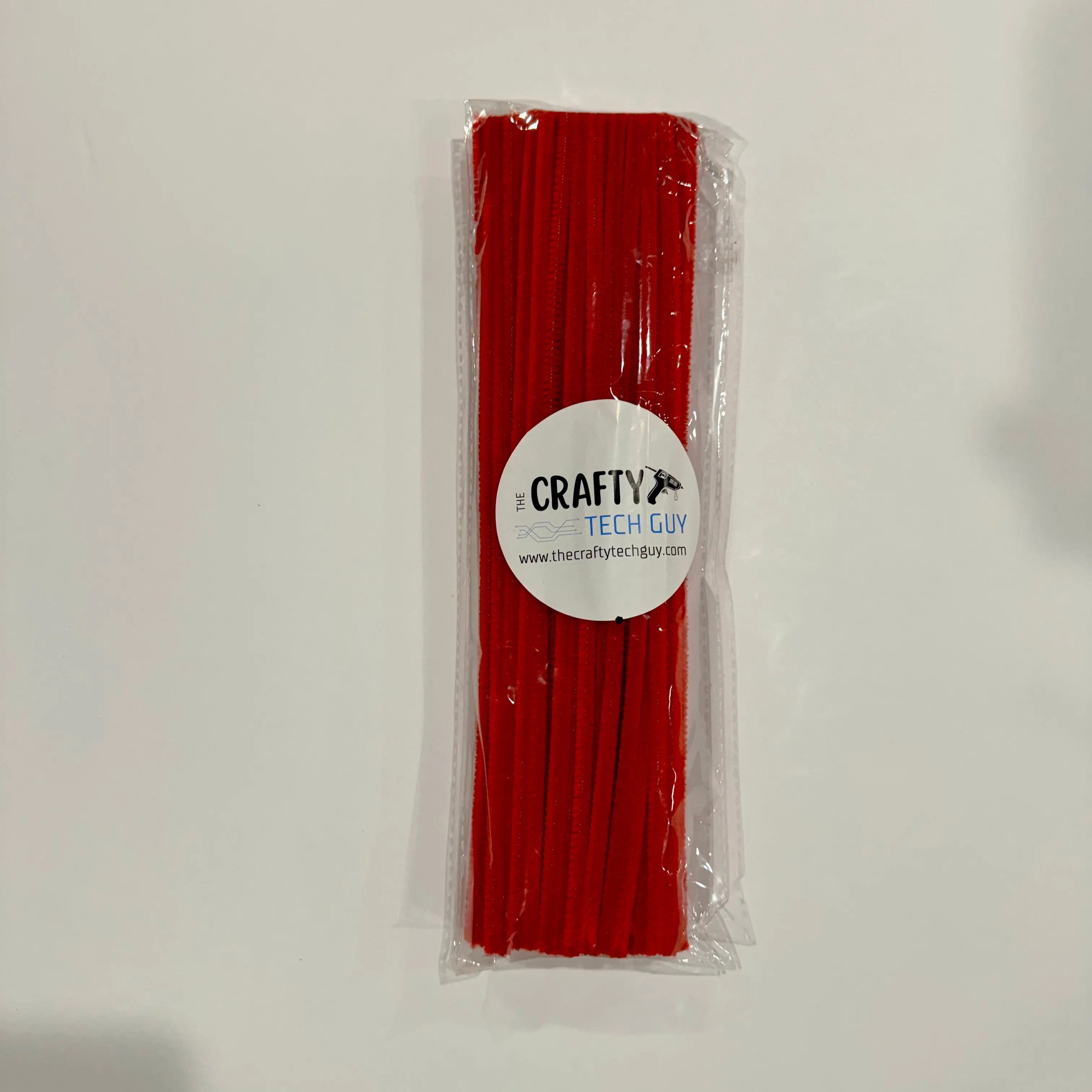12" red chenille stem, pipe cleaner, 100 per pack