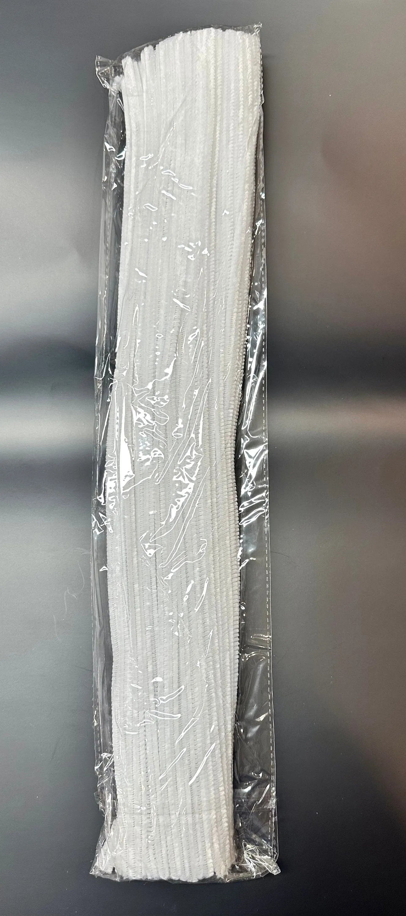 20" white chenille stem, pipe cleaner, 100 pack