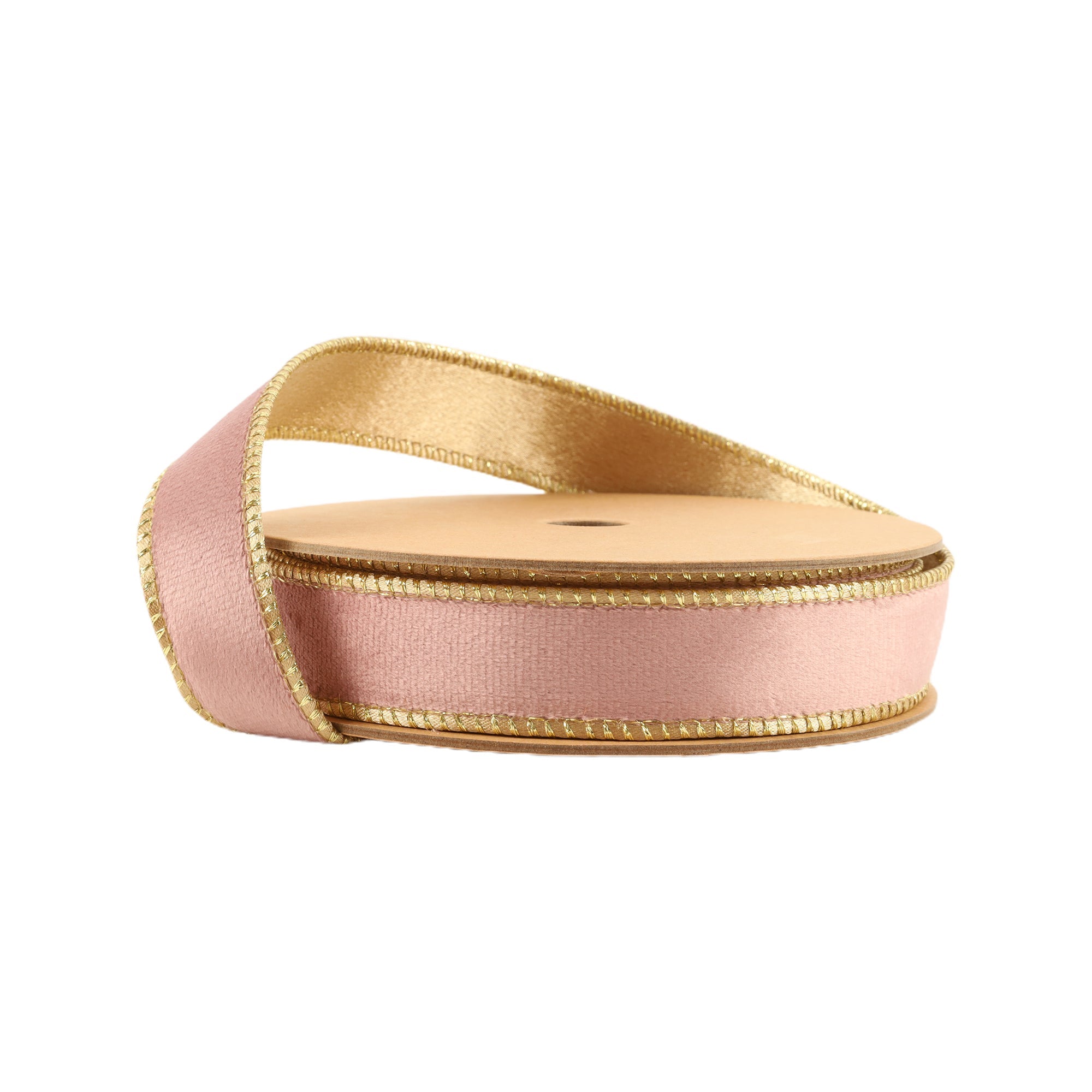 1 Inch 10 Yard Pink and Gold Reversible Wired Classic Velvet Ribbon on Spool