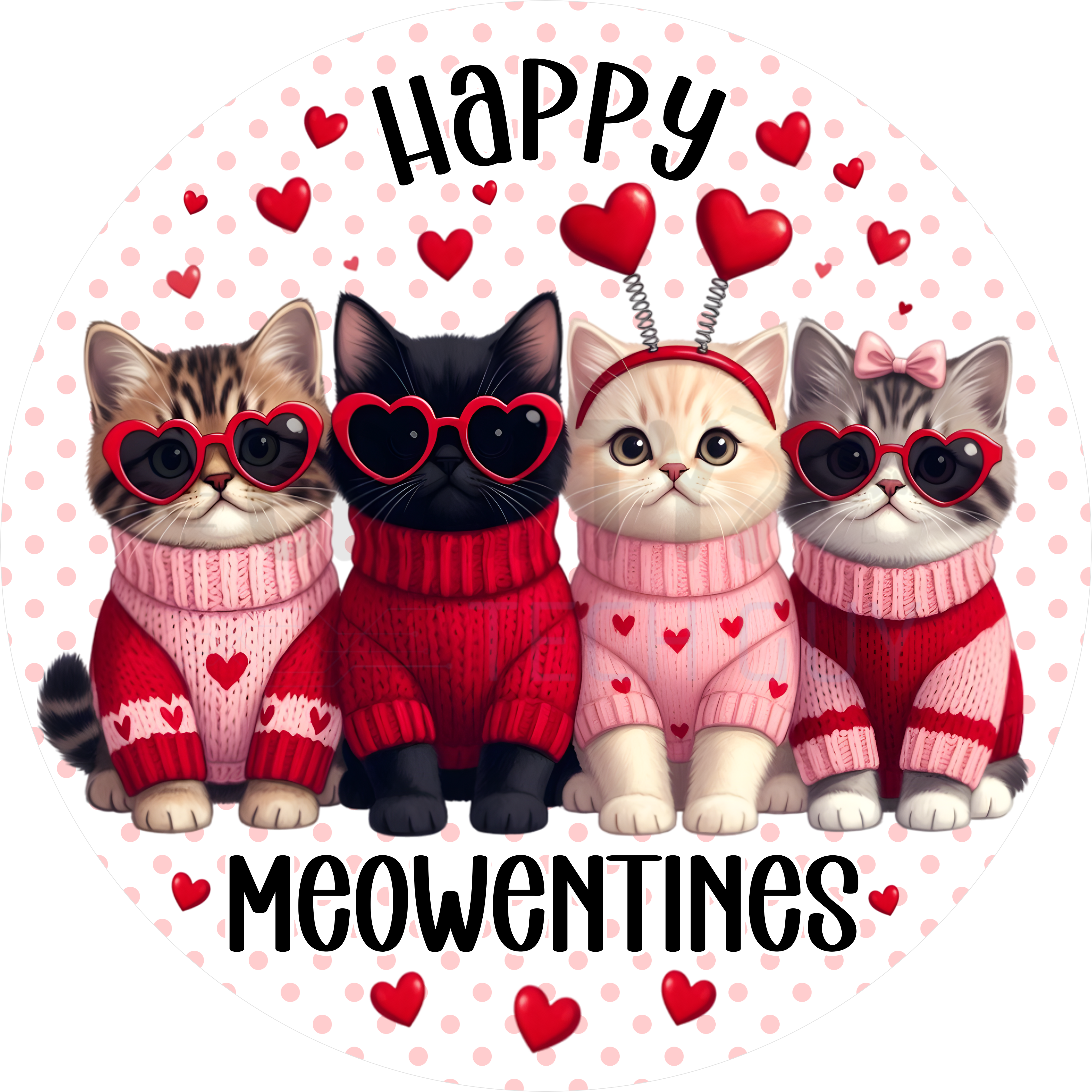 Happy Meowentines Cat Wreath Sign