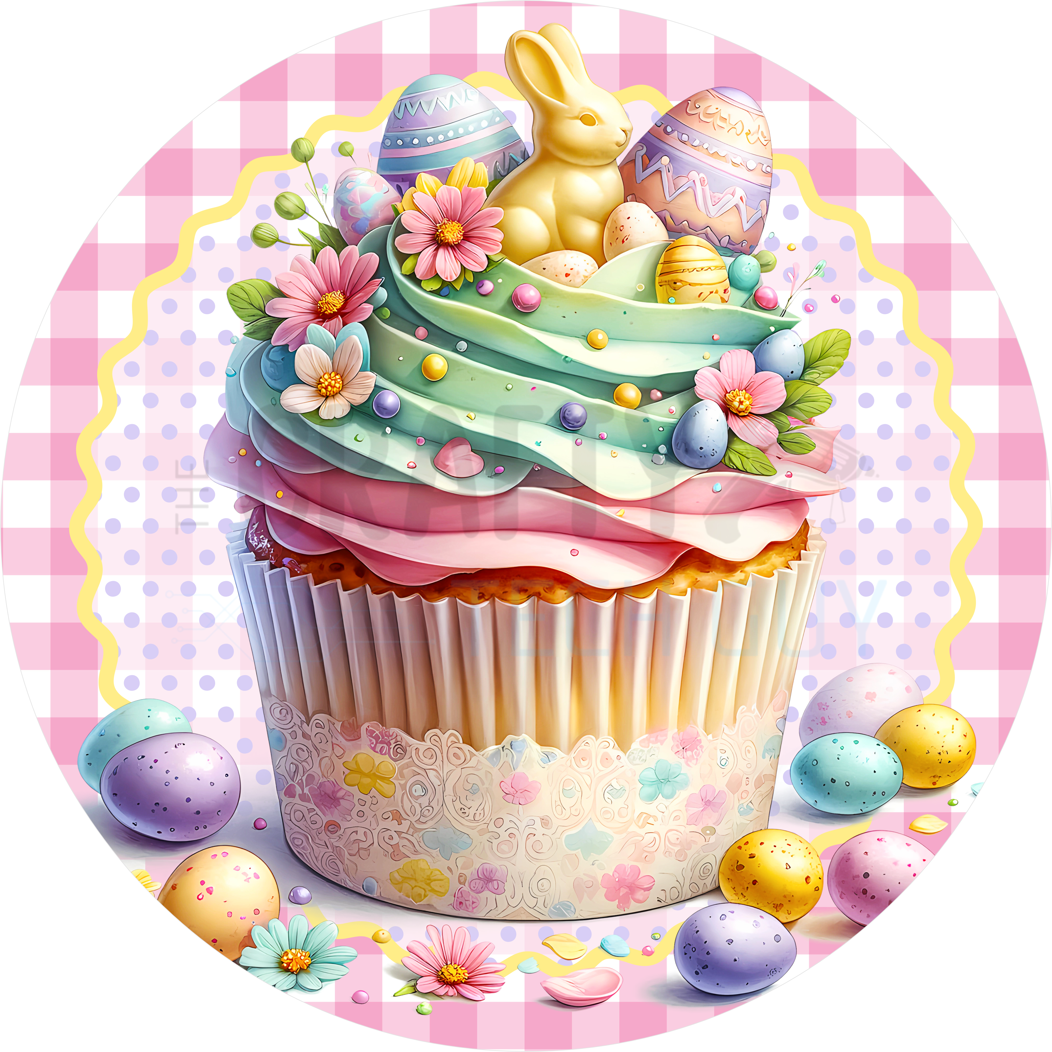 Pastel Easter Bunny Cupcake Sign