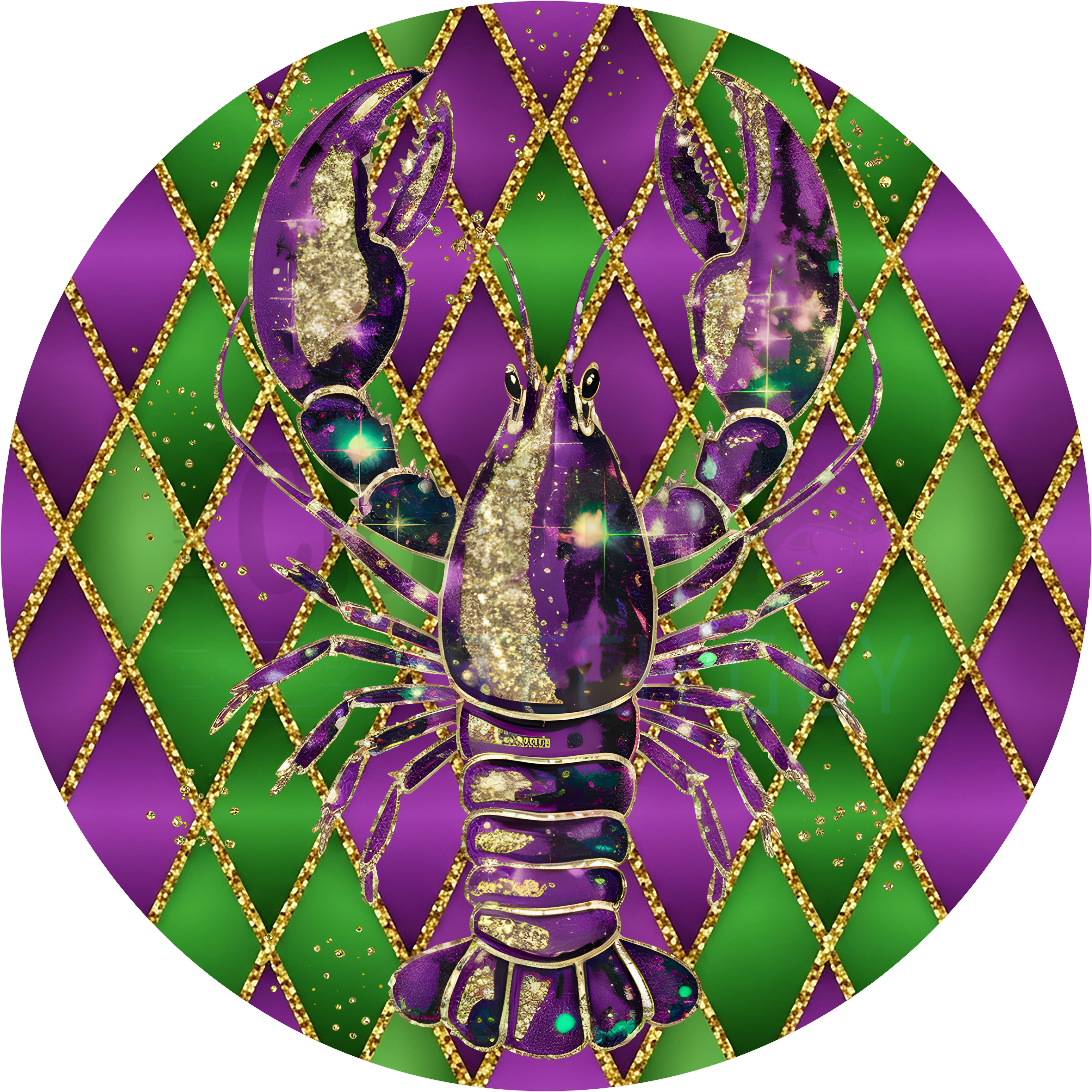 Glitter Crawfish Mardi Gras Sign