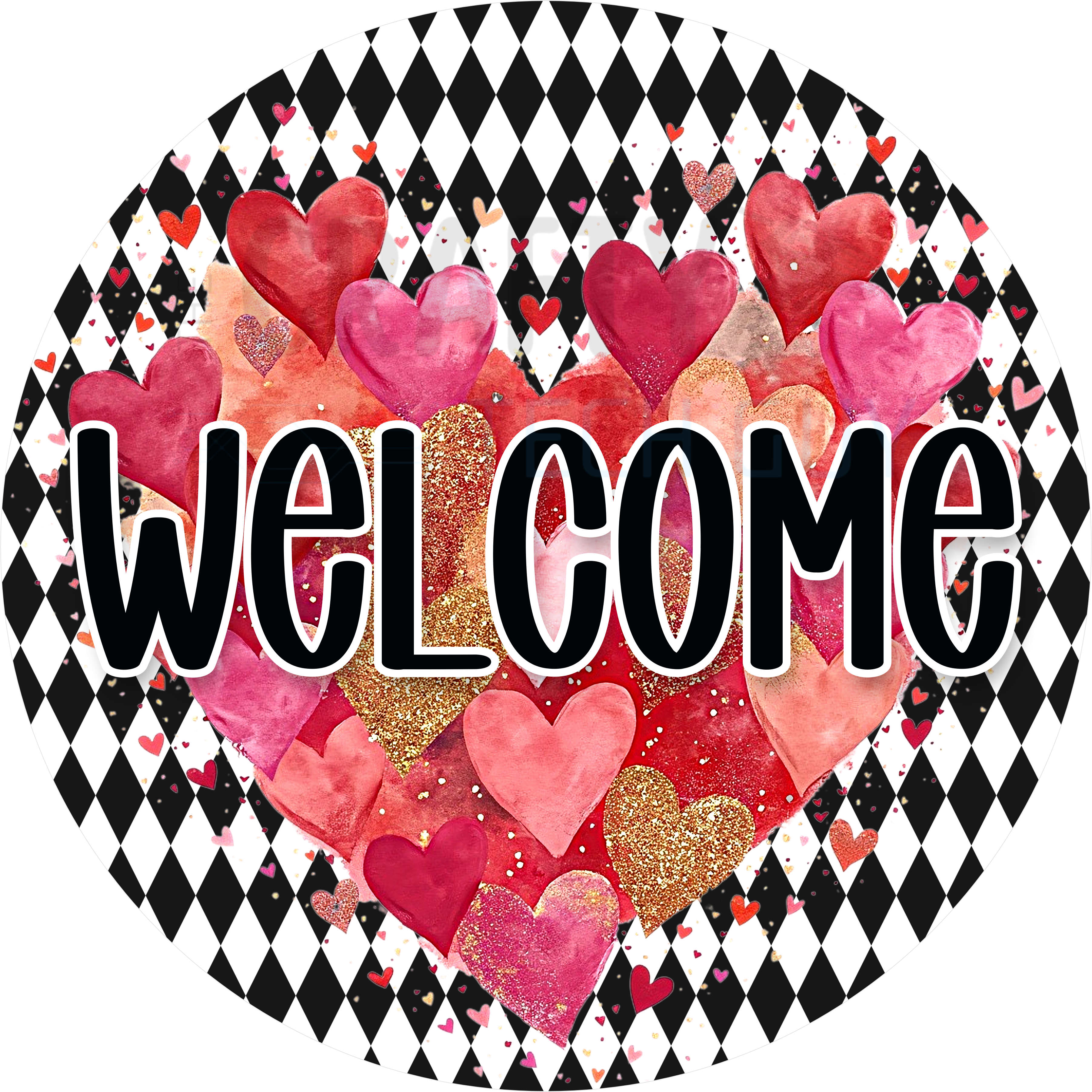 Valentine Heart Welcome Wreath Sign