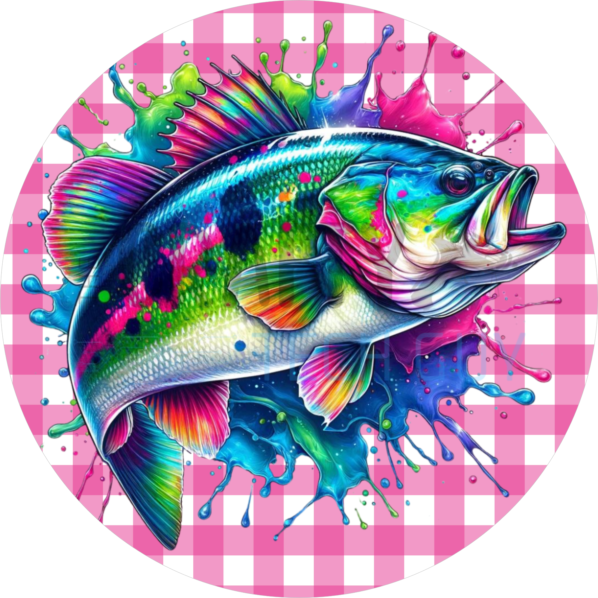 Rainbow Bass Fishing Door Sign – Colorful Splash Fish Wall Decor for Lake House, Cabin, Porch & Outdoor Spaces