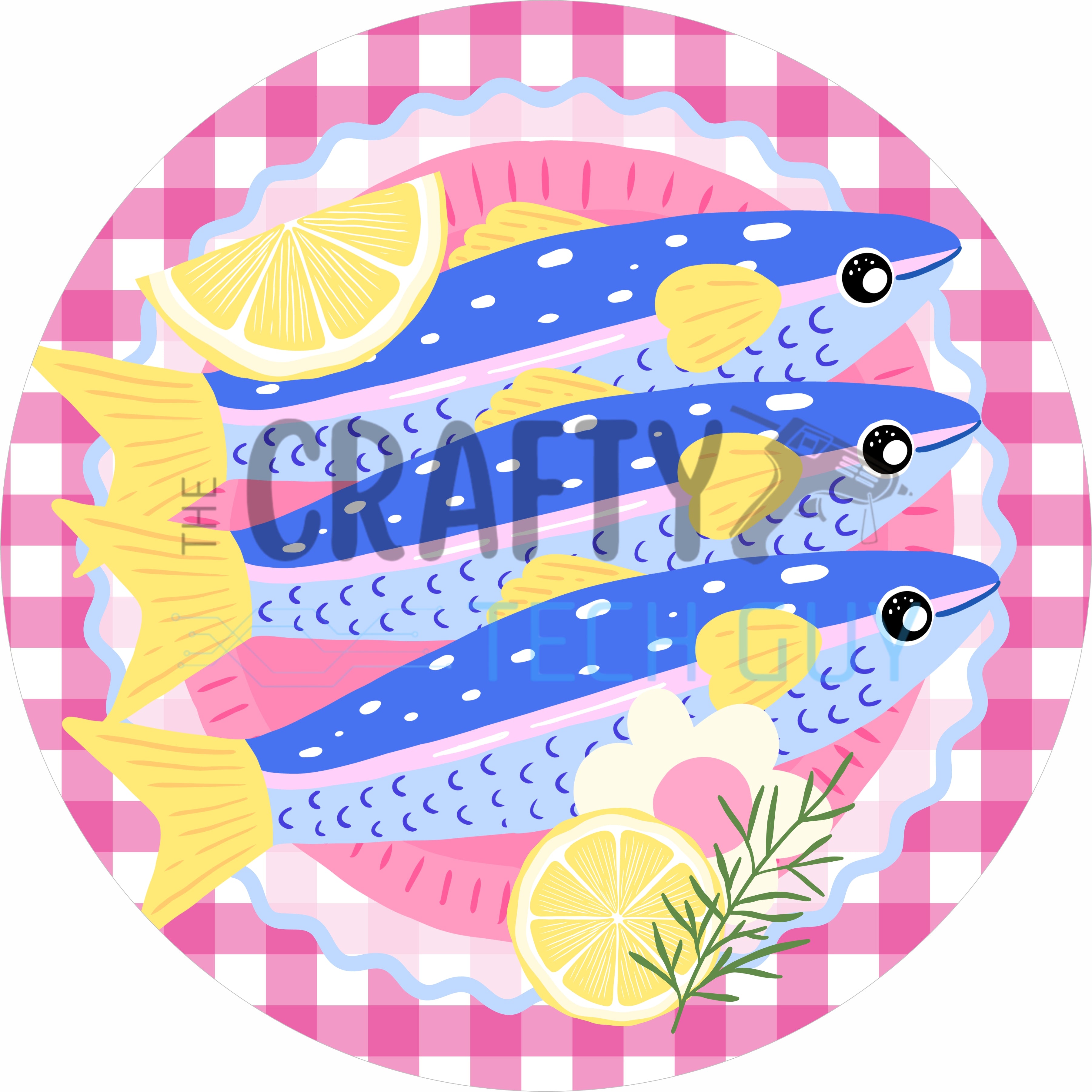 Sardines and Lemons Coastal Kitchen Round Wreath Sign