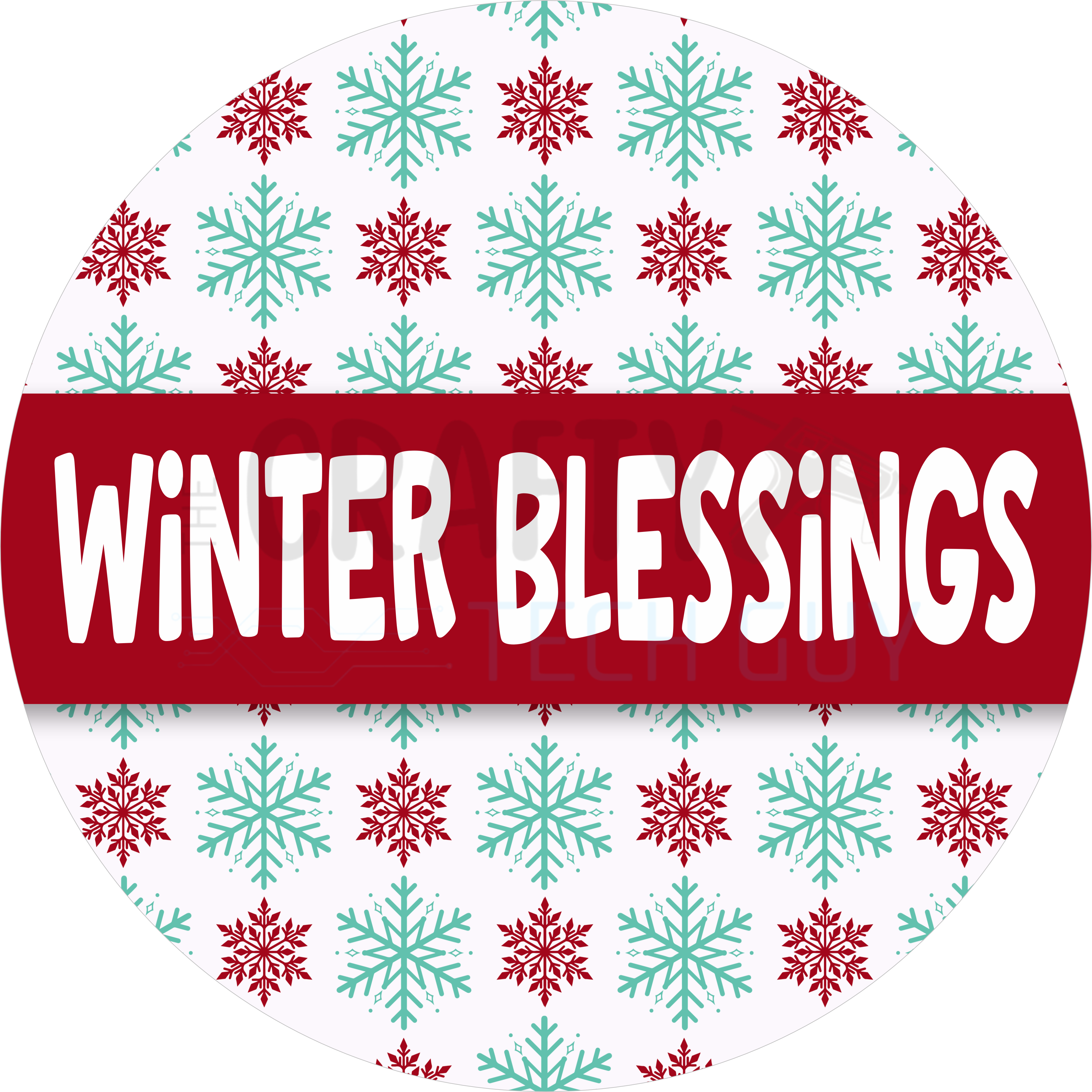 Winter Blessings Snowflake Red & Teal Sign