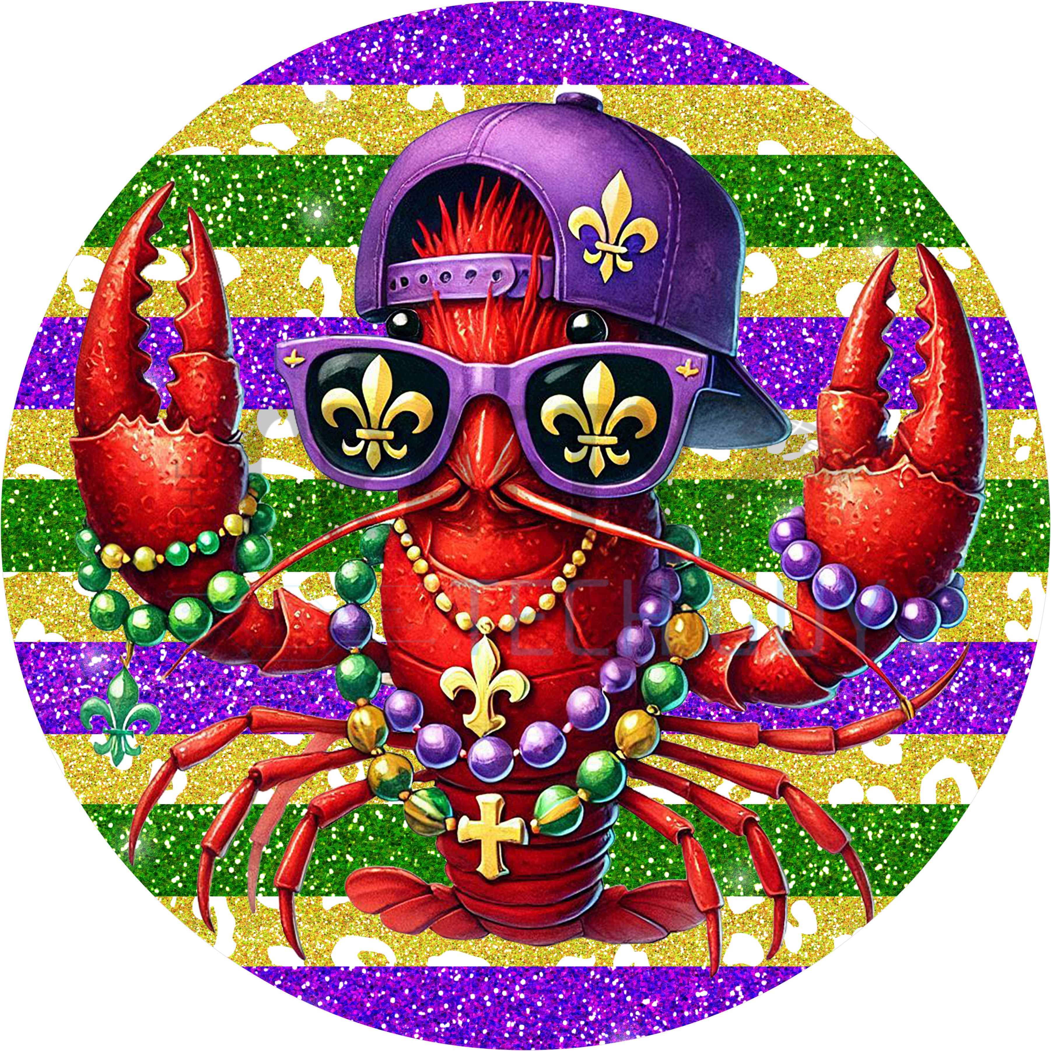 Glitter Party Crawfish Mardi Gras Sign