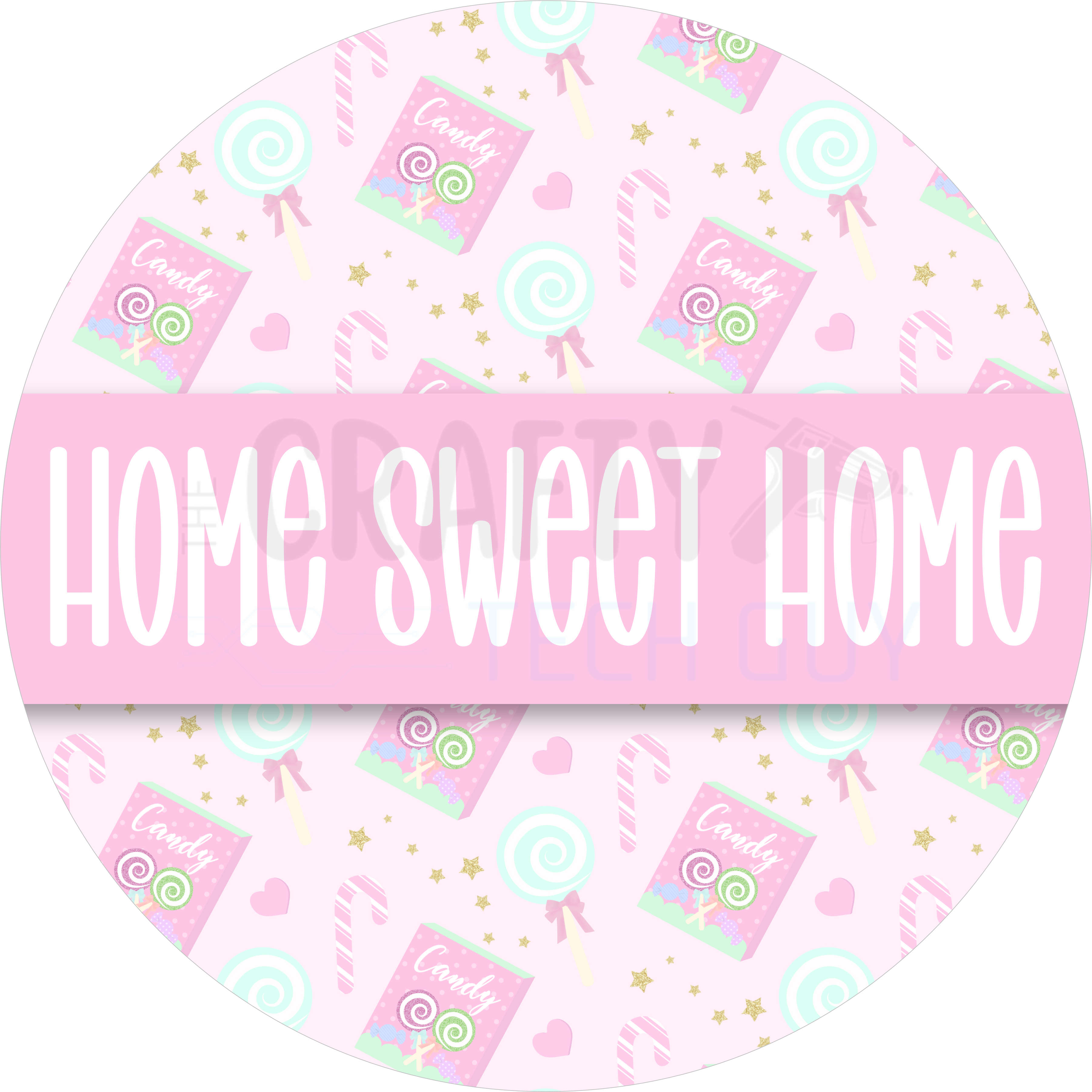 Pink Christmas Candy “Home Sweet Home” Sign – Pastel Cute Welcome Decor
