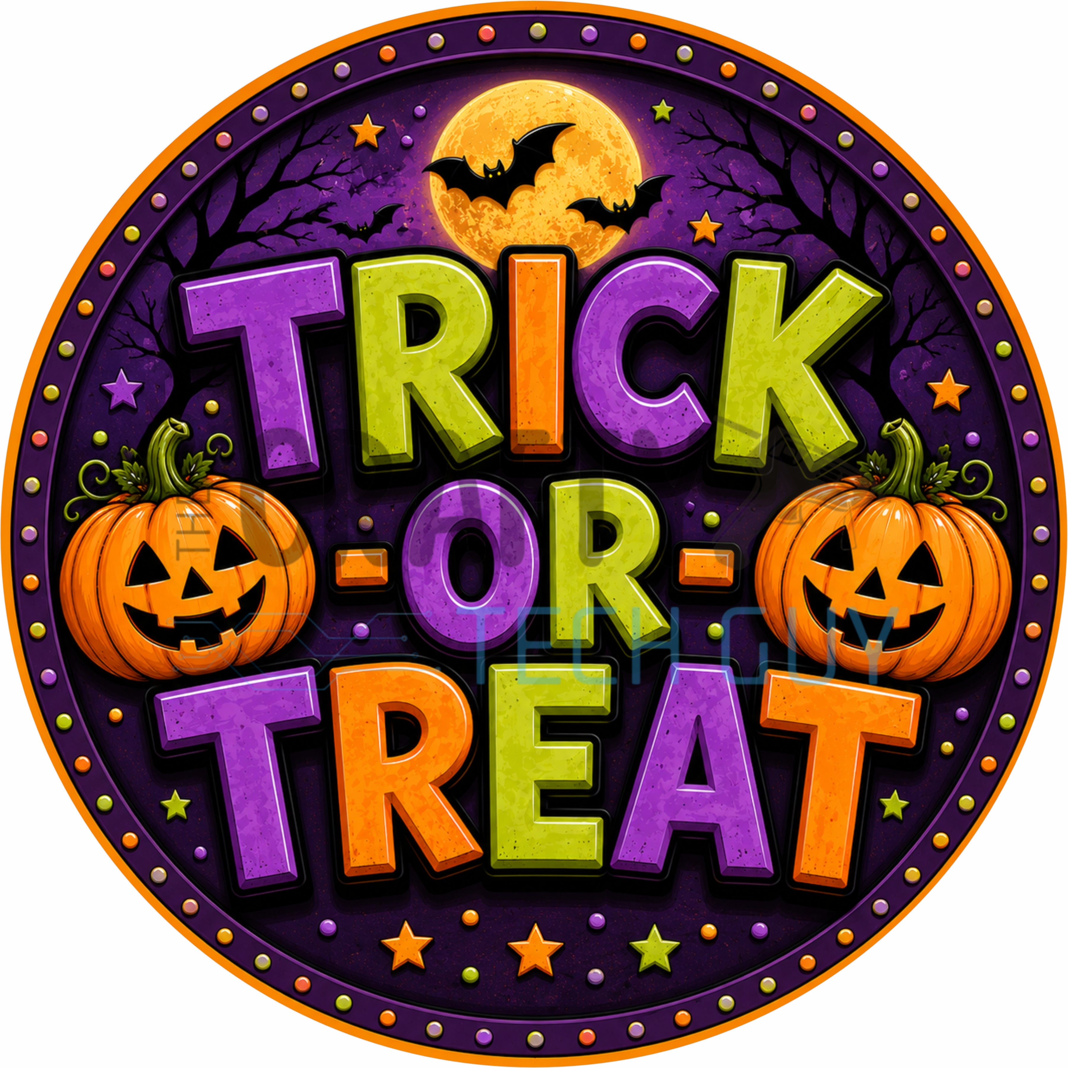Trick or Treat Halloween Round Wreath Sign