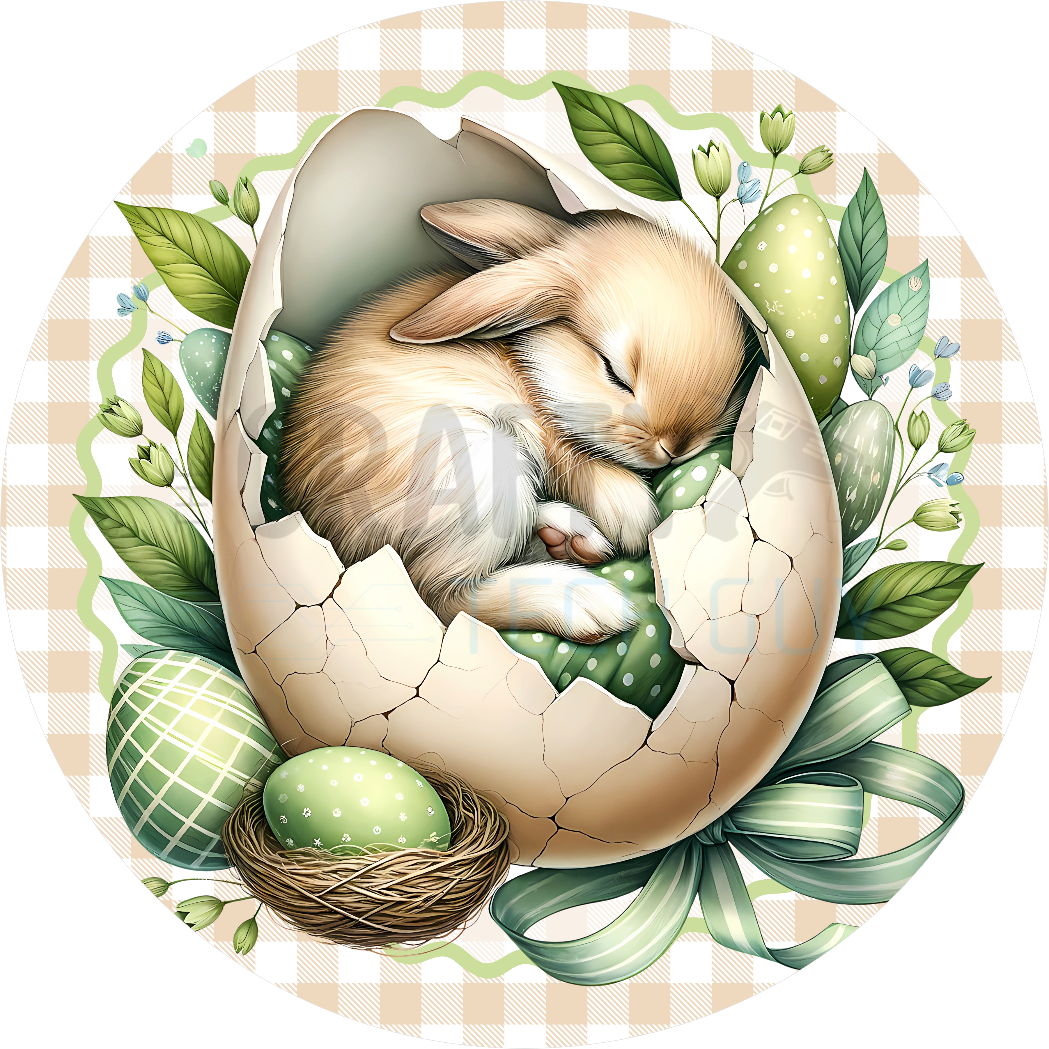 Sleeping Bunny Egg Sign – Neutral Easter & Spring Cottage Decor