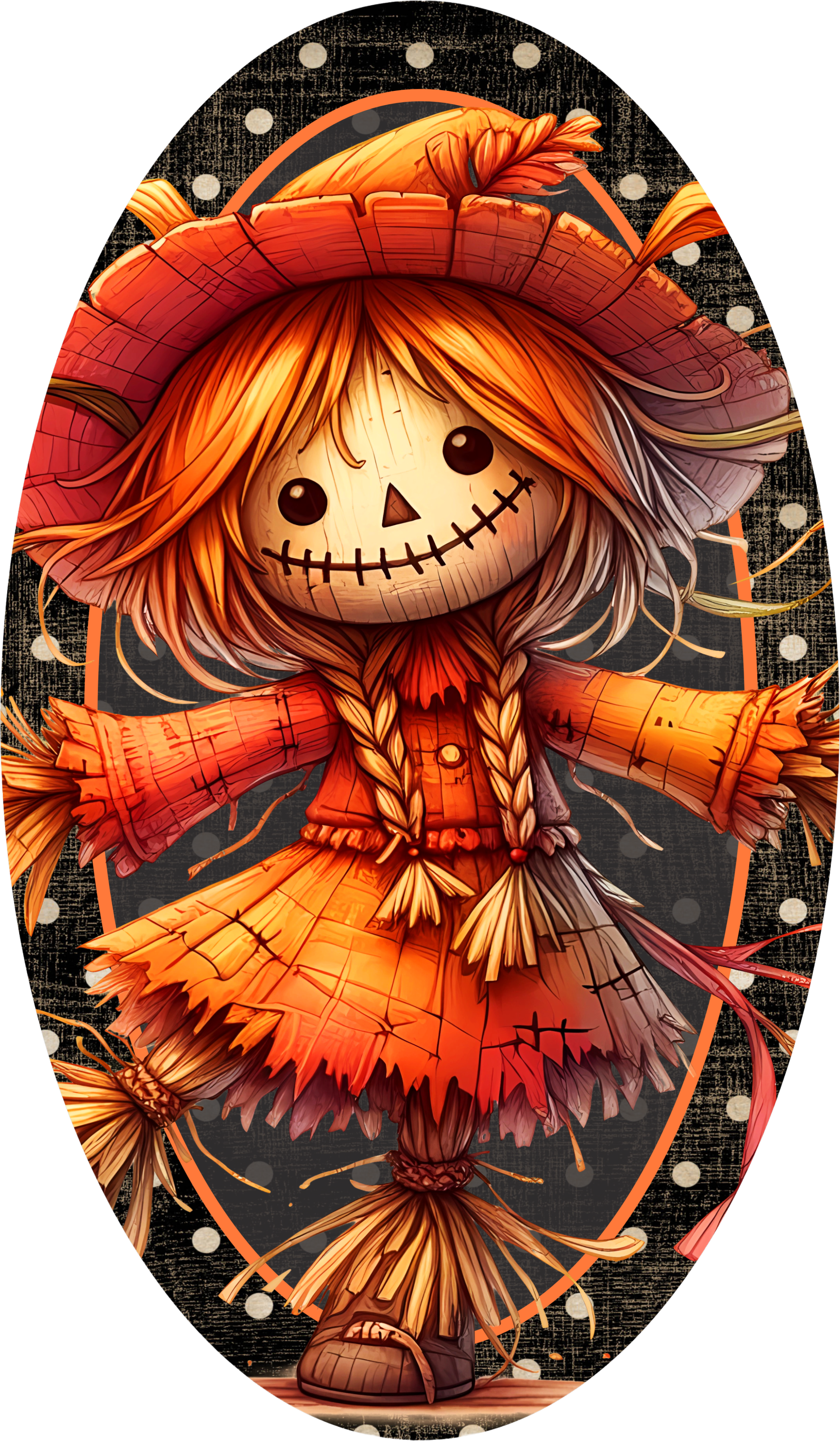 Letrero de espantapájaros otoñal, decoración rústica de otoño para niña, acento de cosecha naranja y negro, bonito letrero de corona de granja