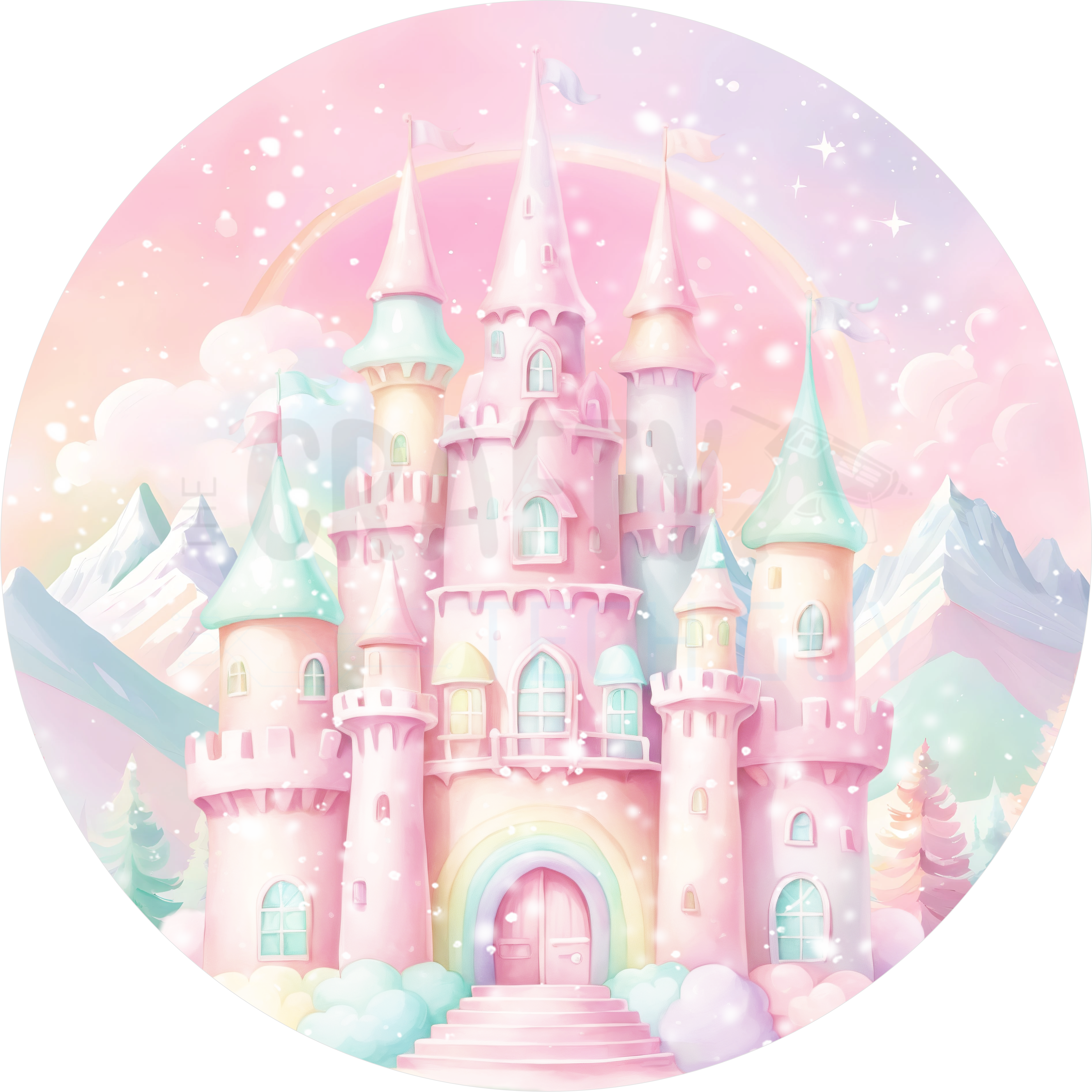 Pastel Rainbow Castle Sign – Princess Room, Playroom & Nursery Wall Décor