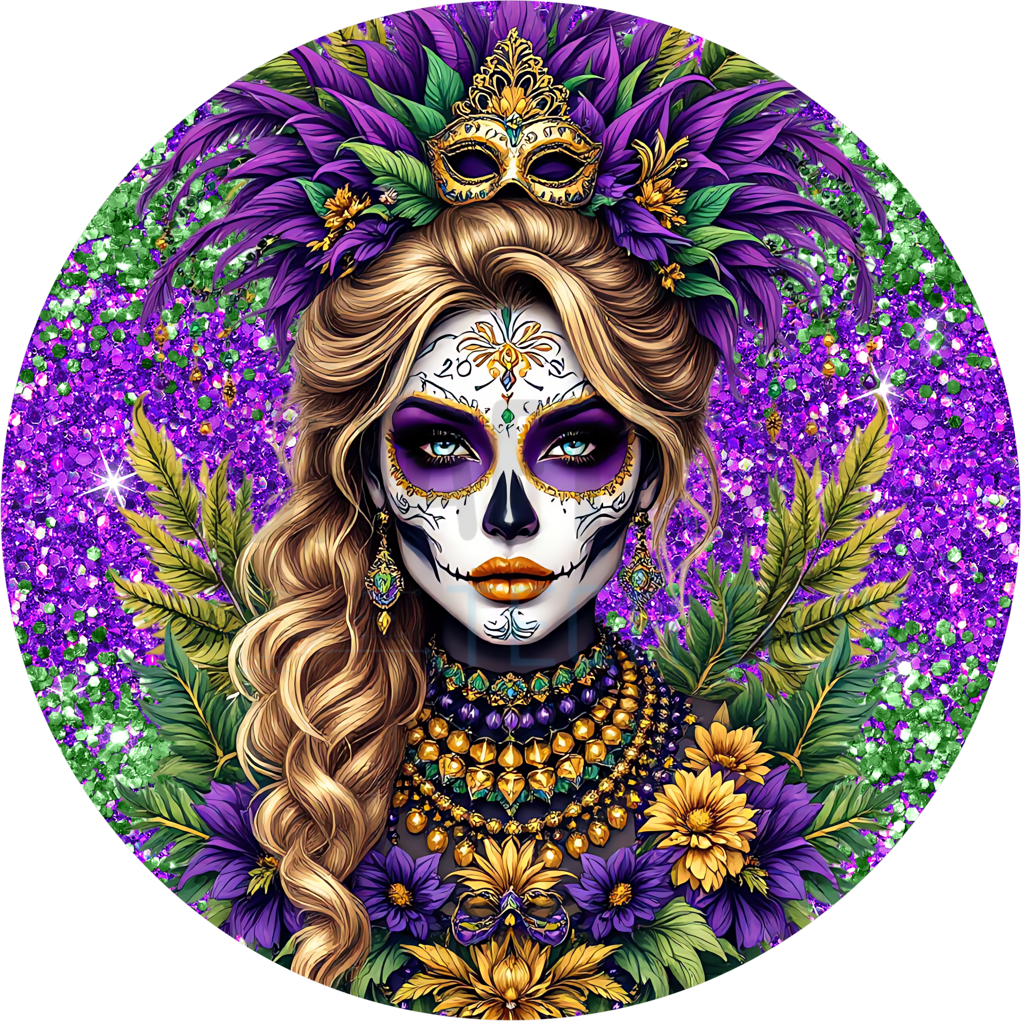 Sugar Skull Carnival Queen Sign – Mardi Gras & Dia de Los Muertos Wall Décor