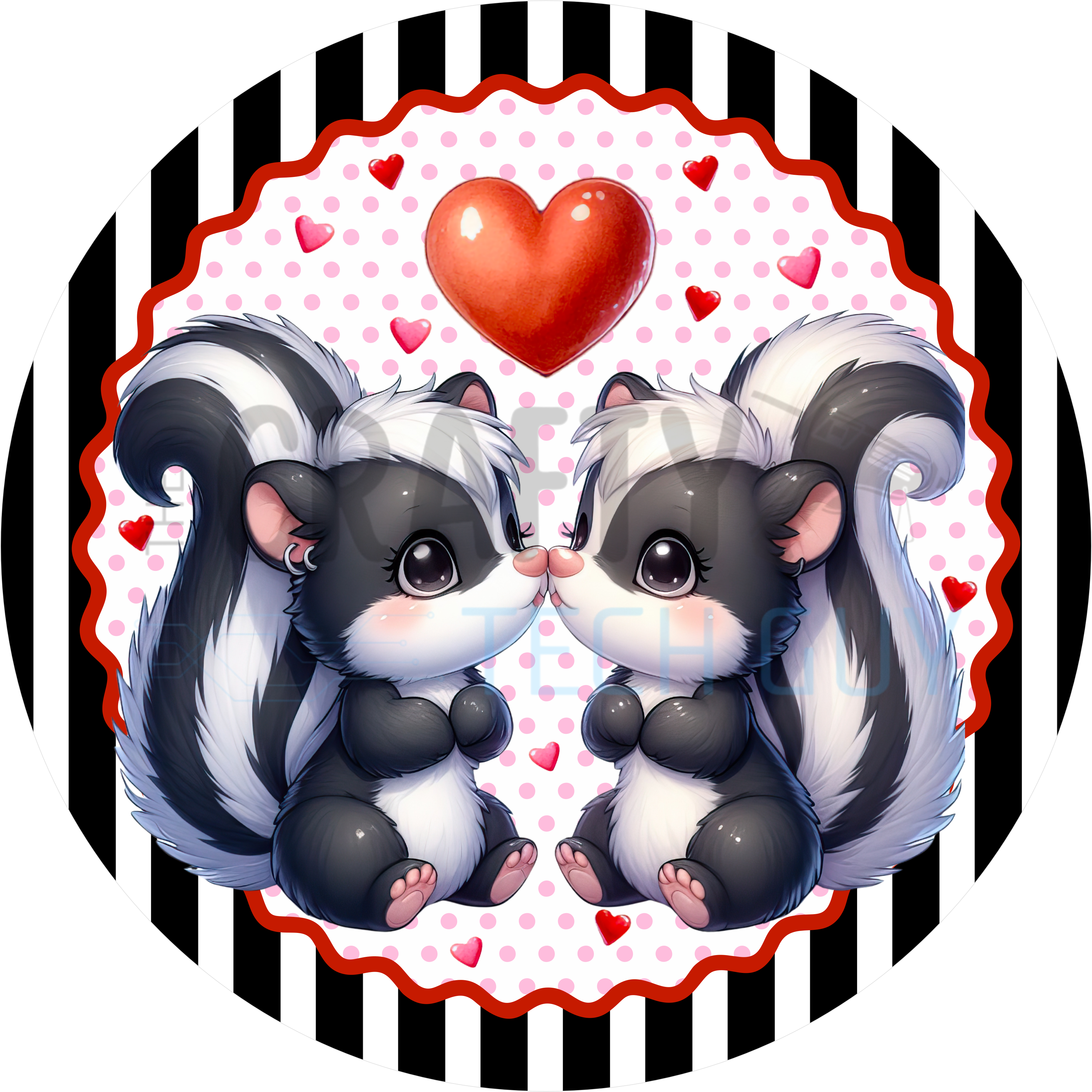 Kissing Skunks Valentine Wreath Sign – Cute Heart Door Decor for Romantic & Seasonal Displays