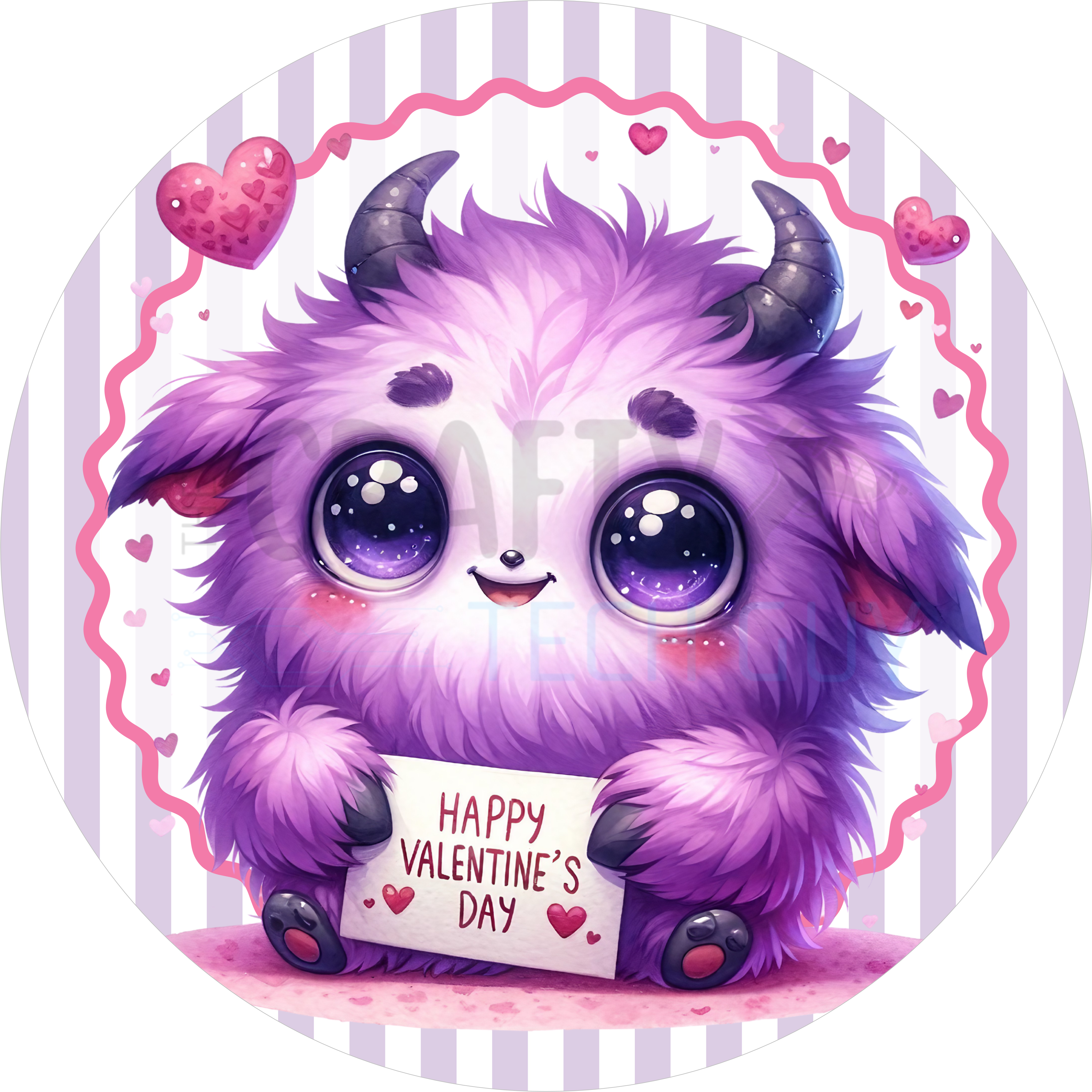 Fuzzy Love Monster Happy Valentine’s Day Sign